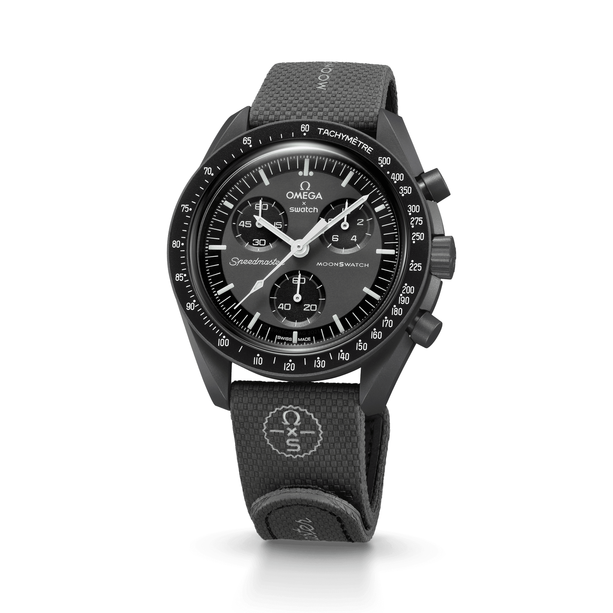 MOONSWATCH BORRACHA CINZA ESCURO/PRETO
