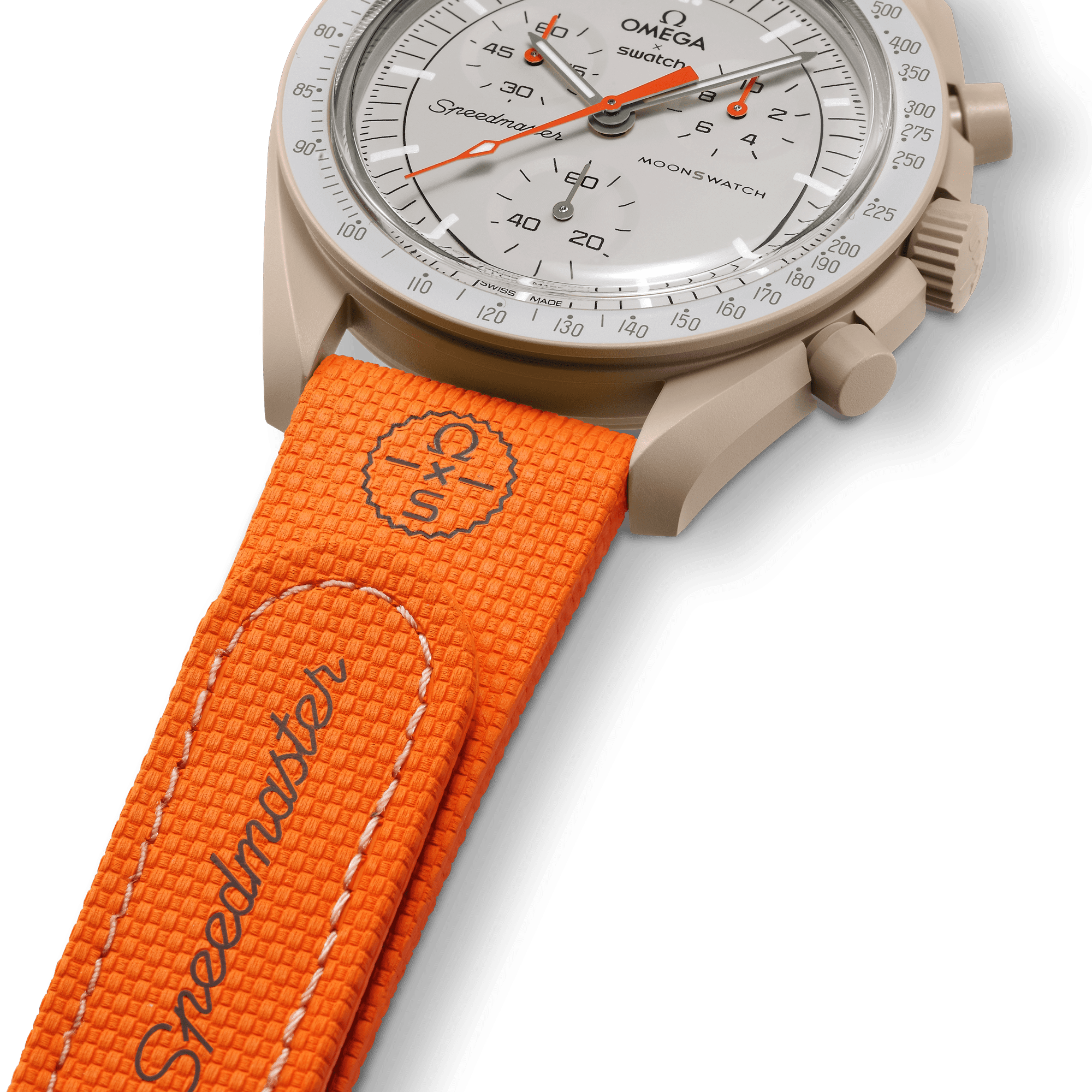 MOONSWATCH LARANJA/BORRACHA AREIA