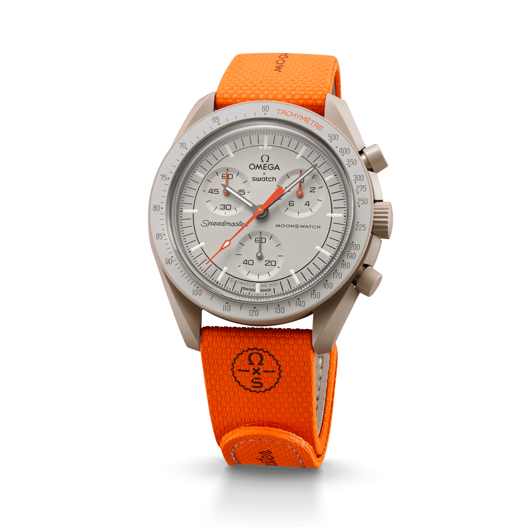 MOONSWATCH LARANJA/BORRACHA AREIA
