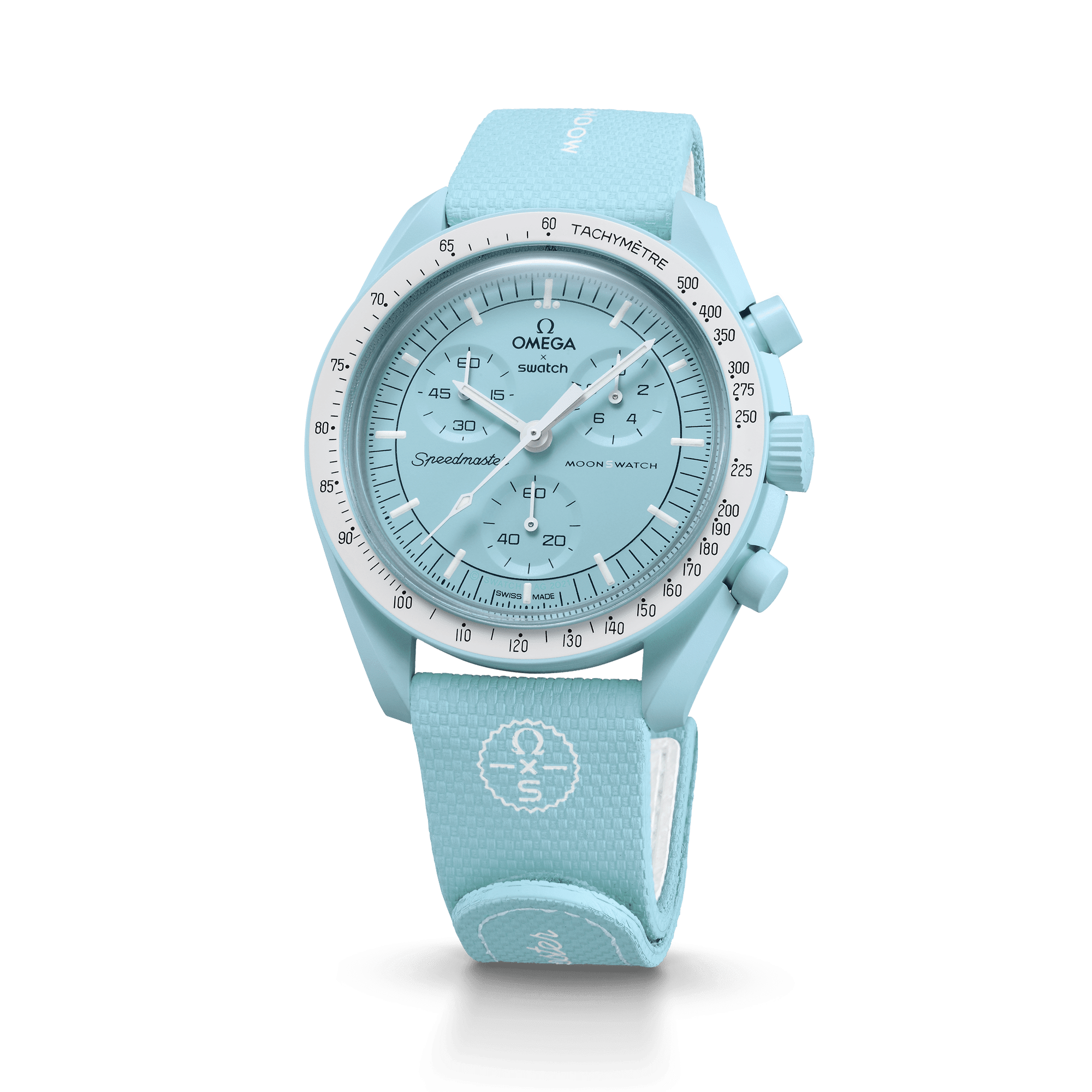 MOONSWATCH BORRACHA AZUL CLARO/BRANCA