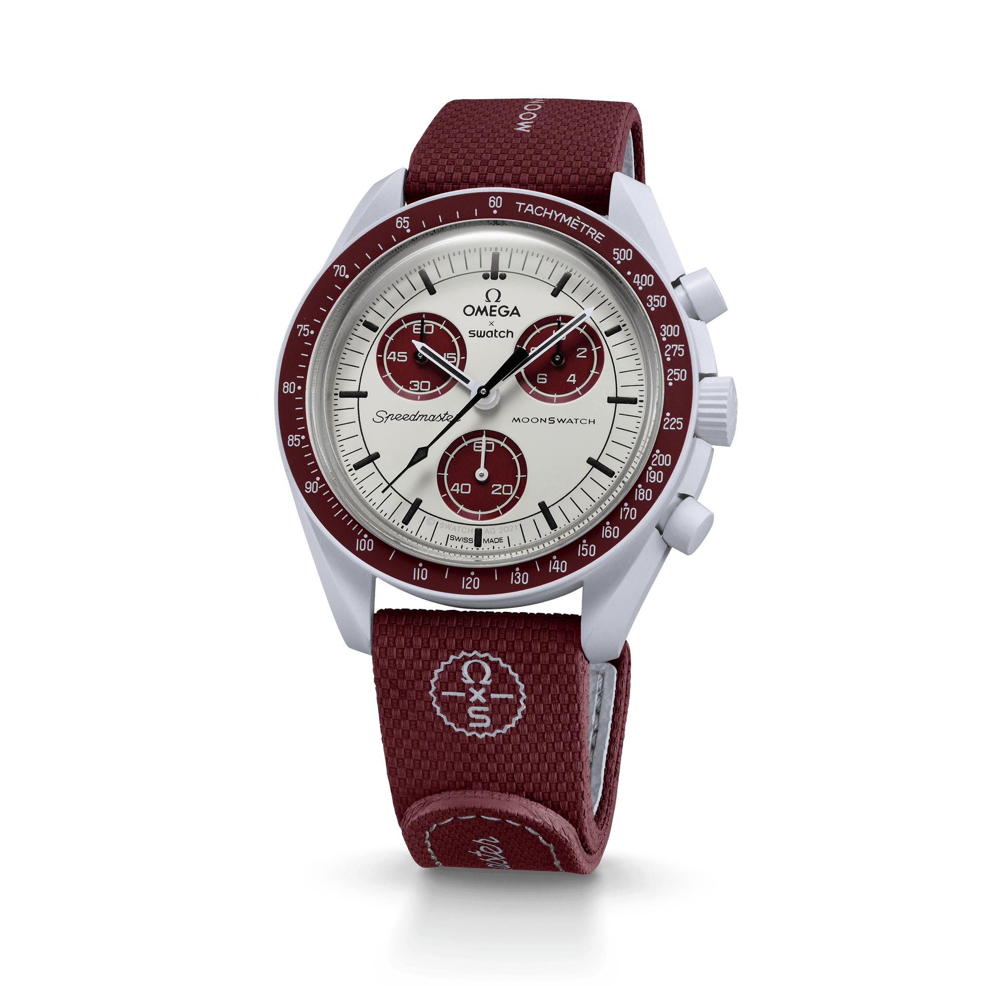 MOONSWATCH BORDEAUX/CINZA CLARO BORRACHA