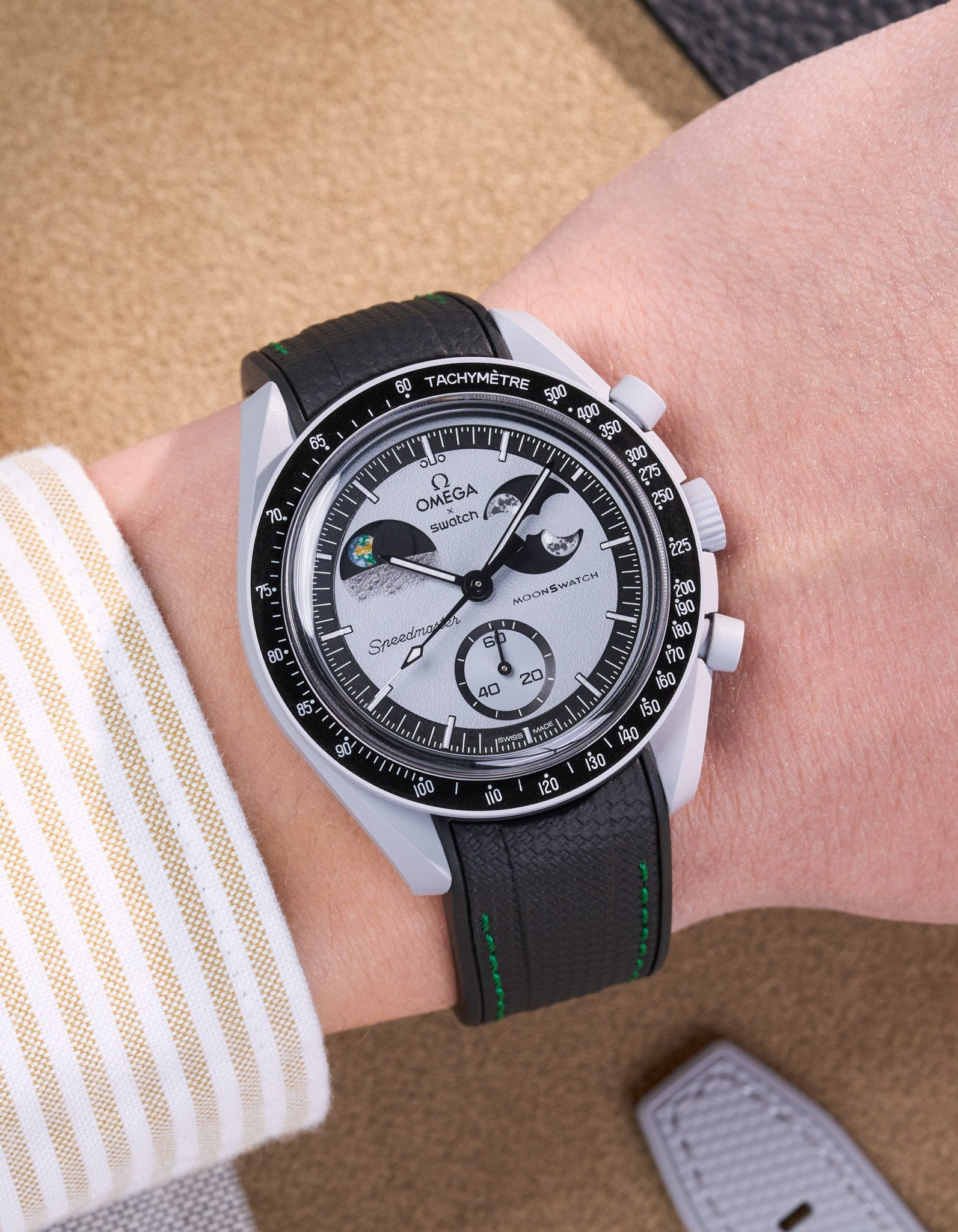 Relógio MoonSwatch Mission To EarthPhase (Pulseira de borracha)