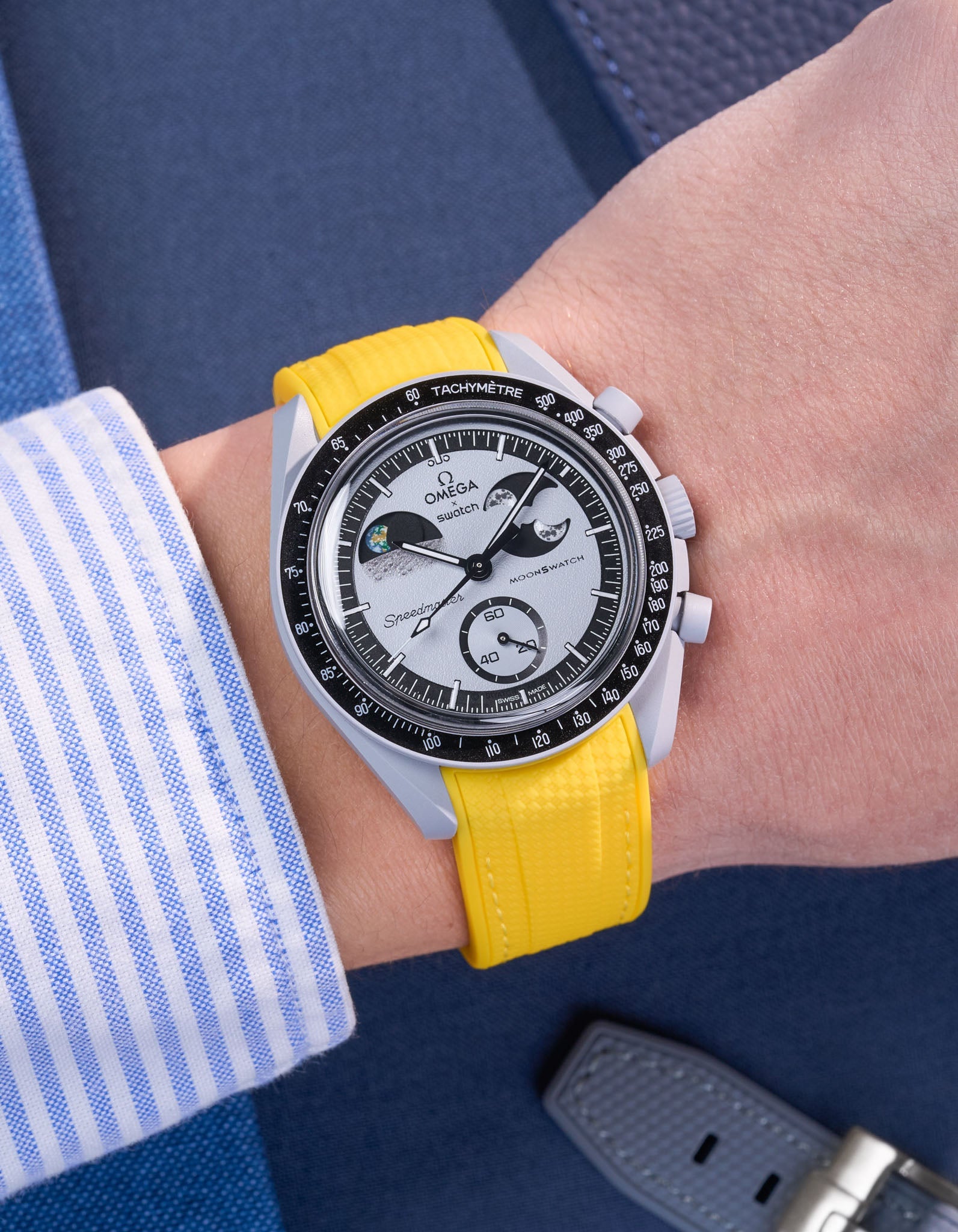 Relógio MoonSwatch Mission To EarthPhase (Pulseira de borracha)