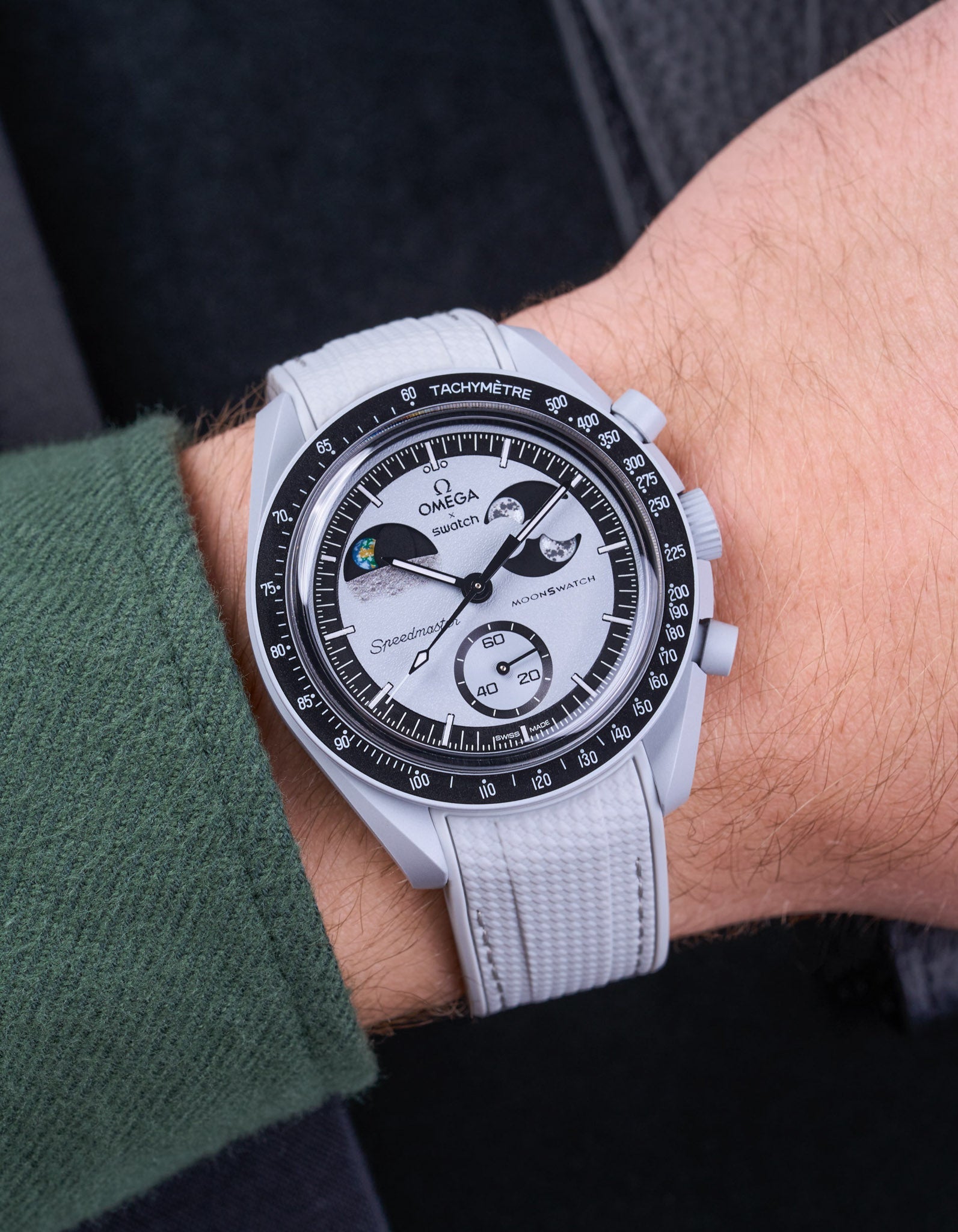 Relógio MoonSwatch Mission To EarthPhase (Pulseira de borracha)