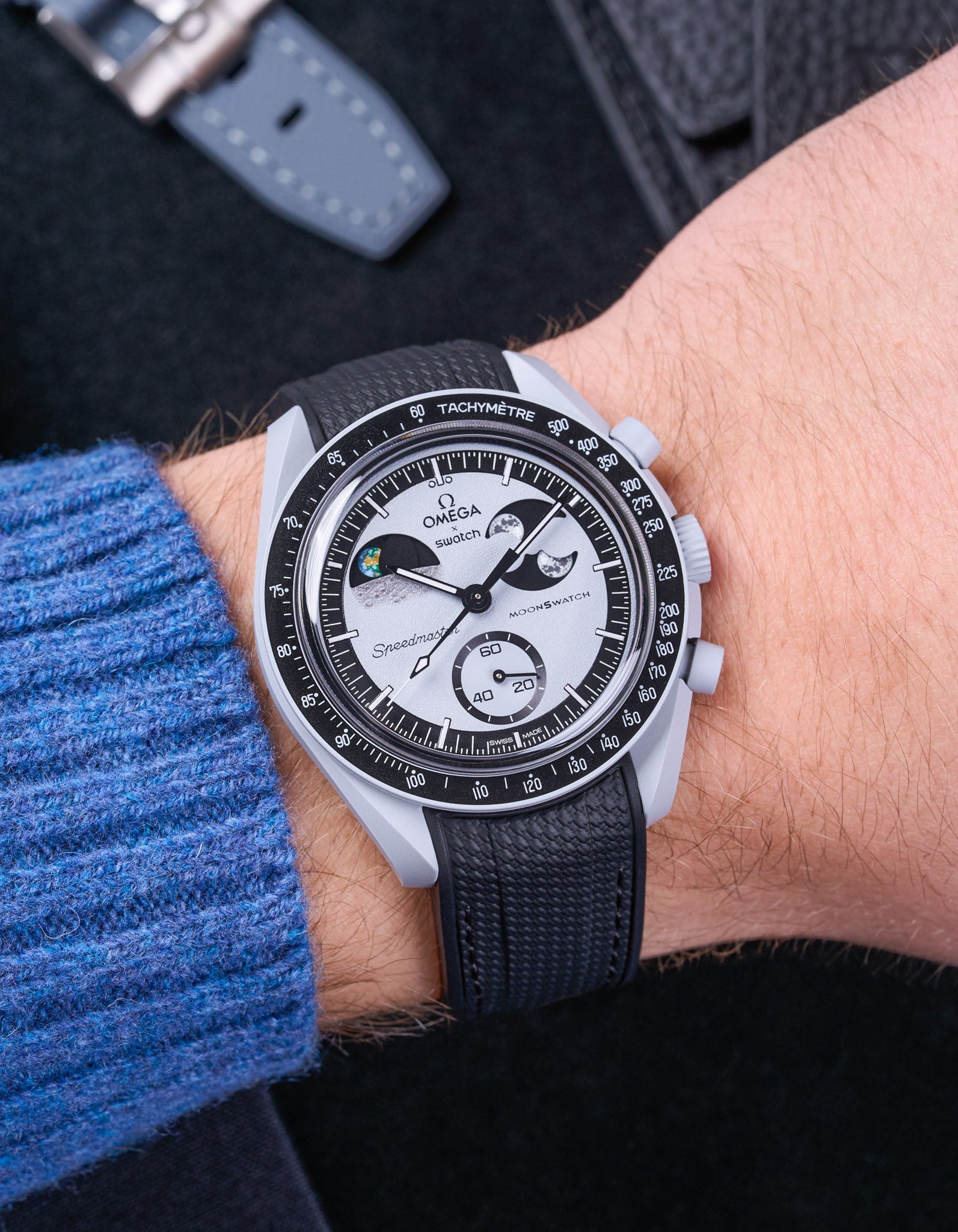 Relógio MoonSwatch Mission To EarthPhase (Pulseira de borracha)