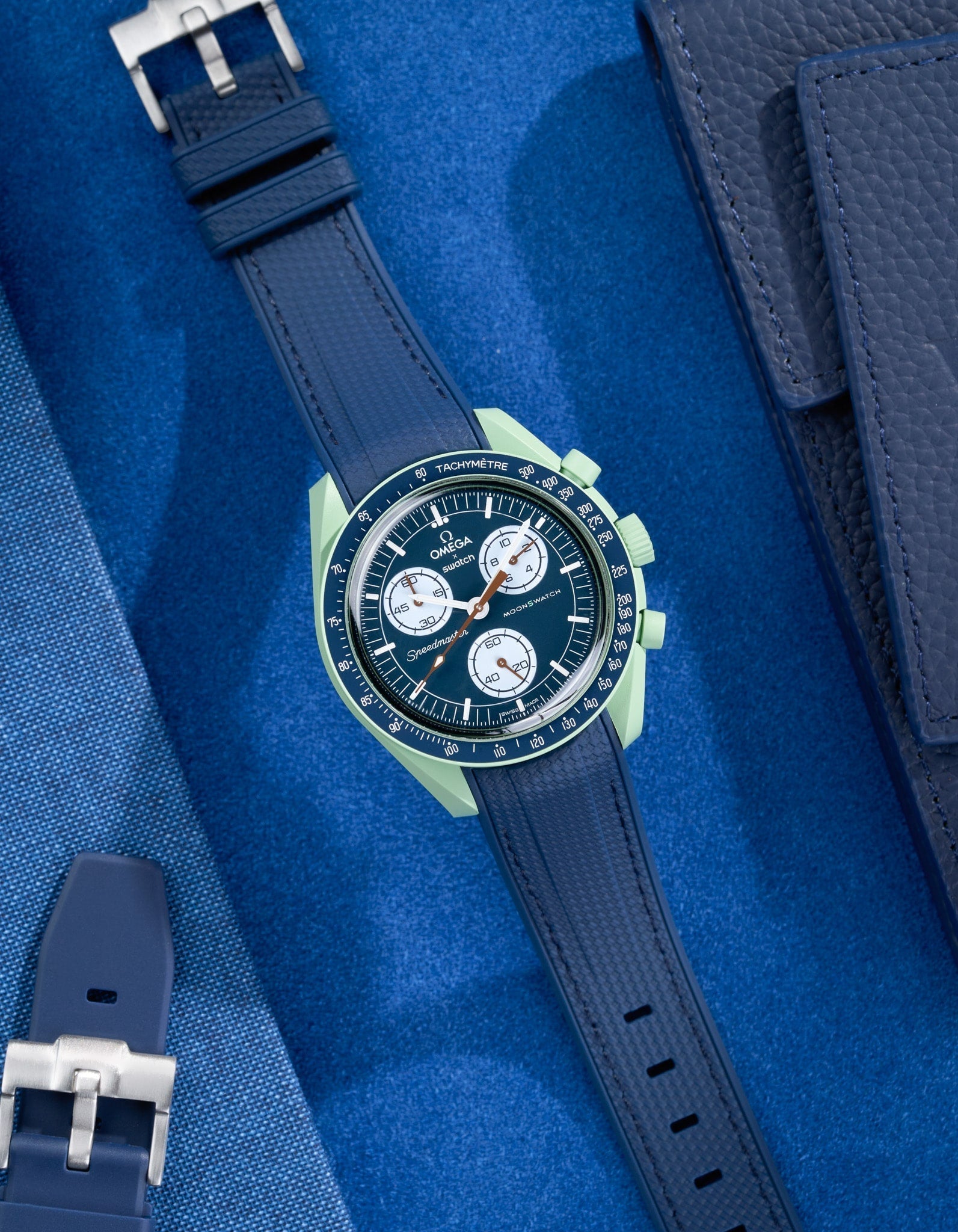 Pulseira de borracha curva premium - Azul