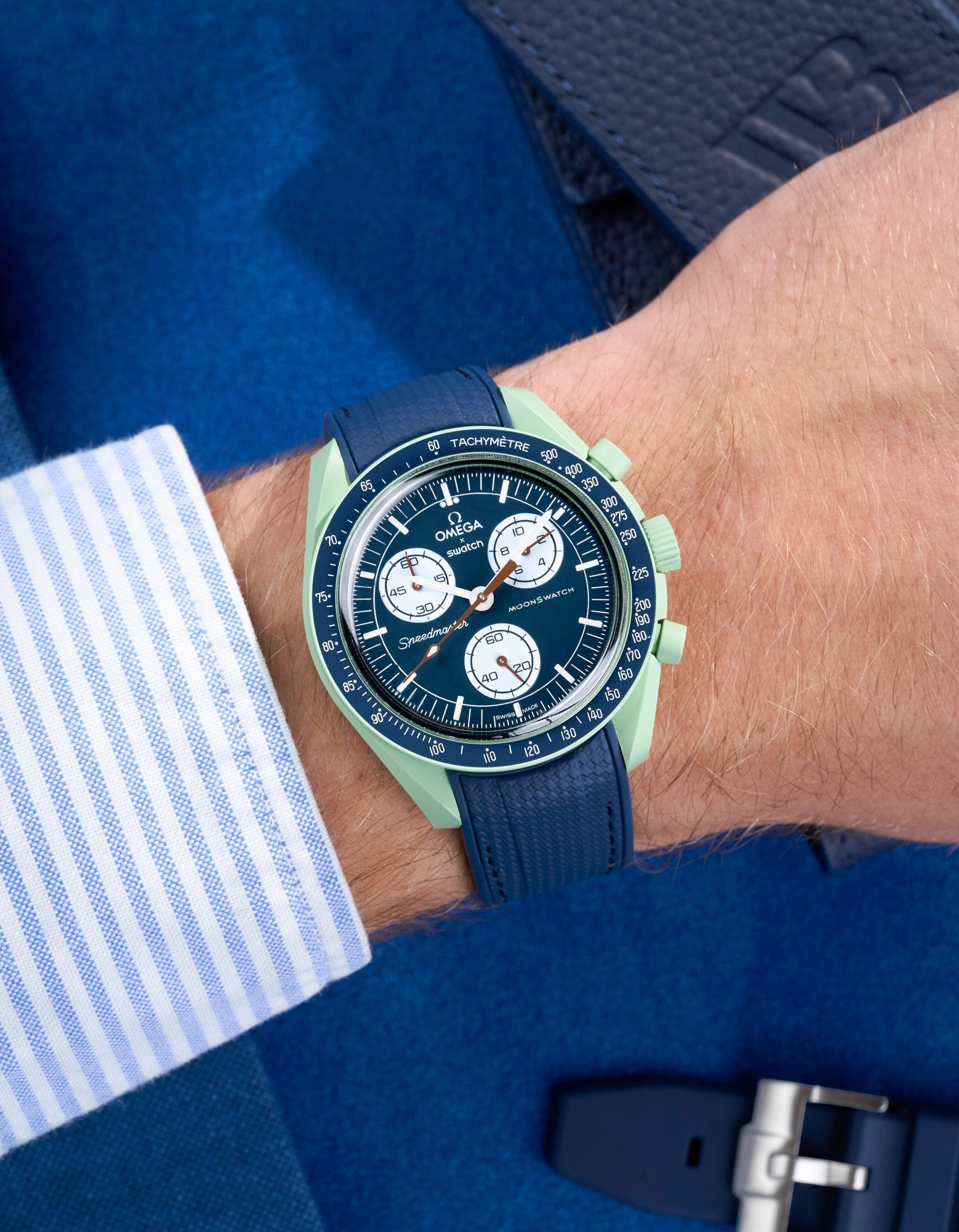 Pulseira de borracha curva premium - Azul