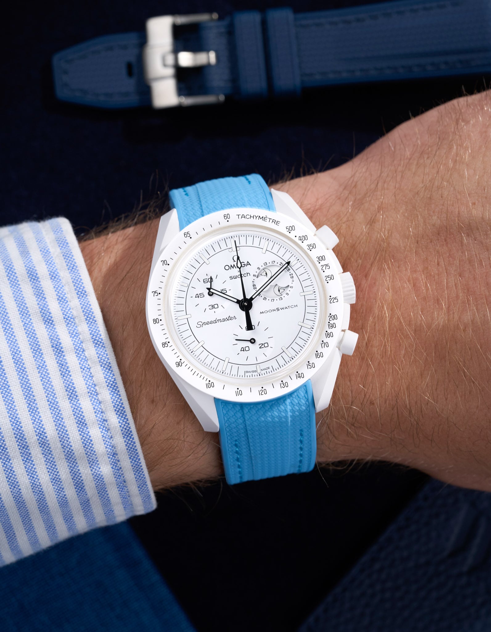 Pulseira de borracha curva premium - Capri Blue