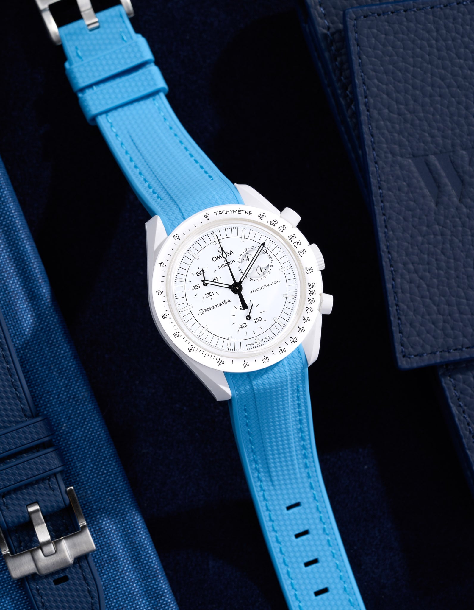 Pulseira de borracha curva premium - Capri Blue