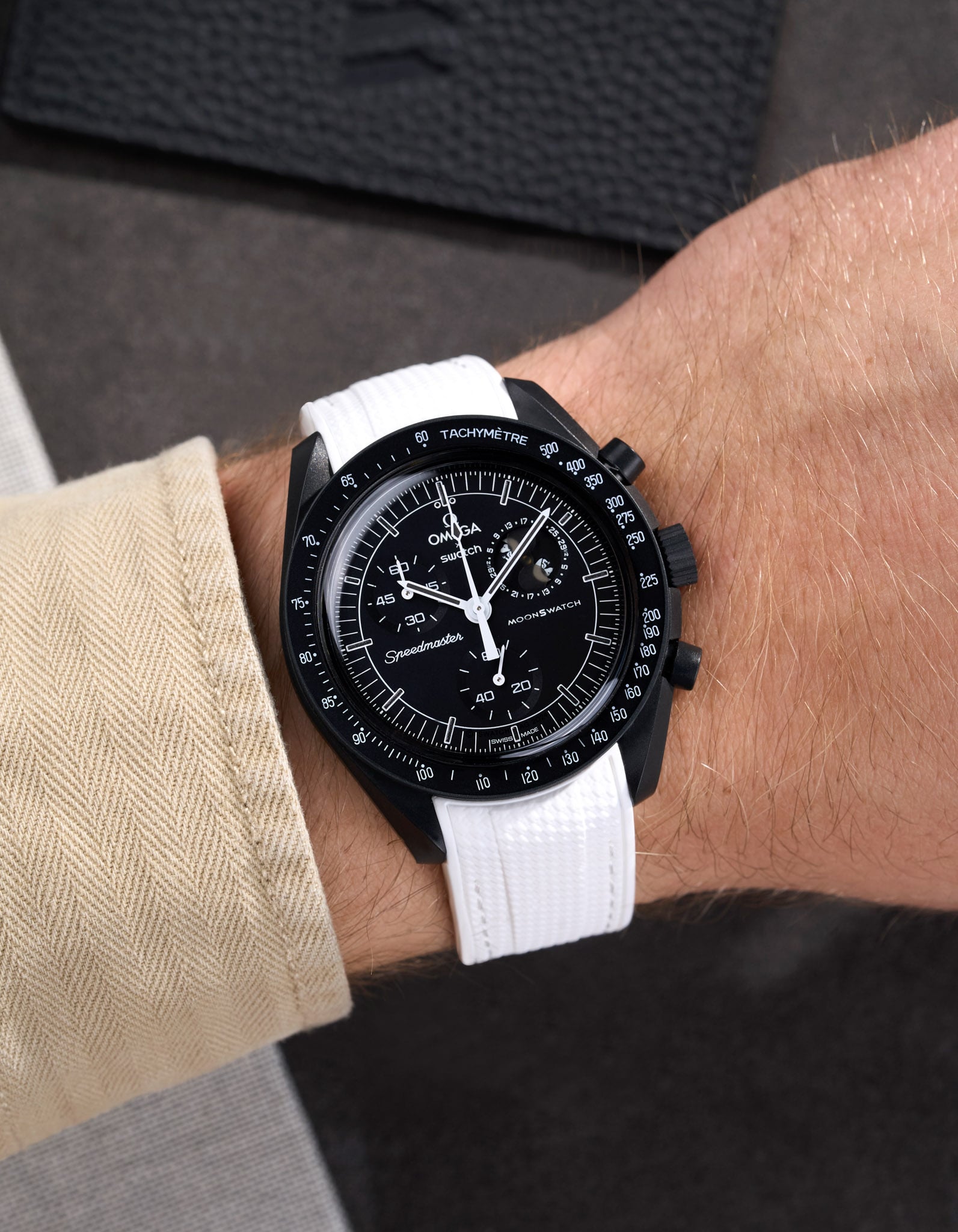 Pulseira de borracha curva premium - branca