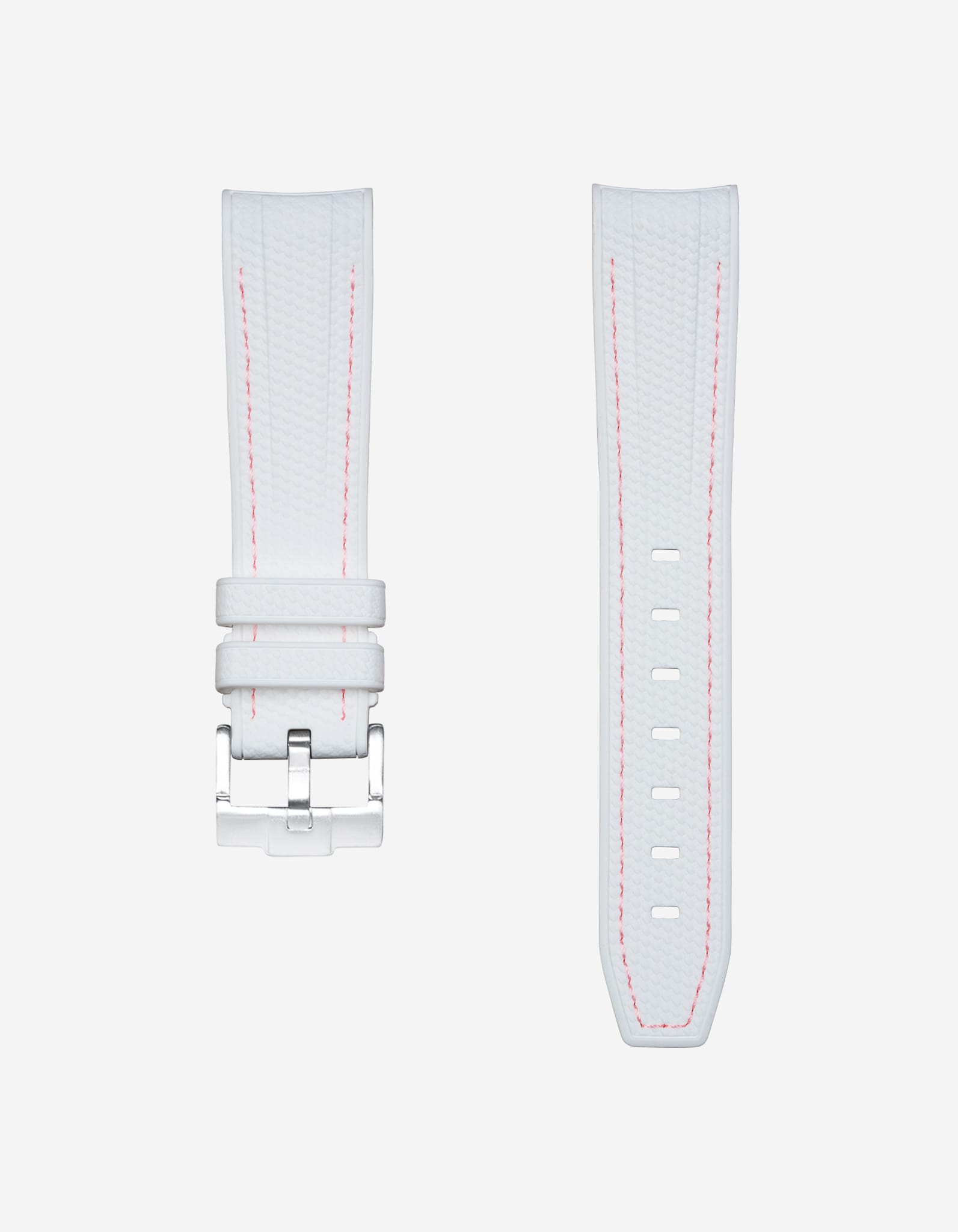 Pulseira de borracha curva premium - pontos brancos e rosa