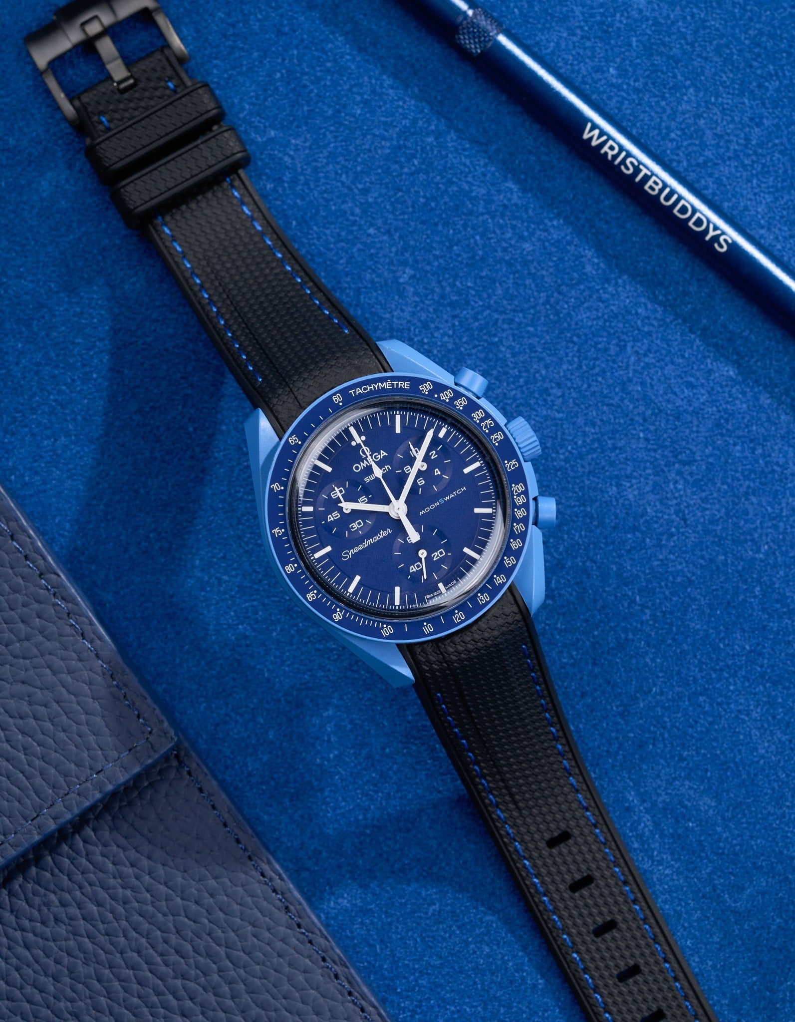 Relógio MoonSwatch Mission to Neptune (Pulseira de borracha)