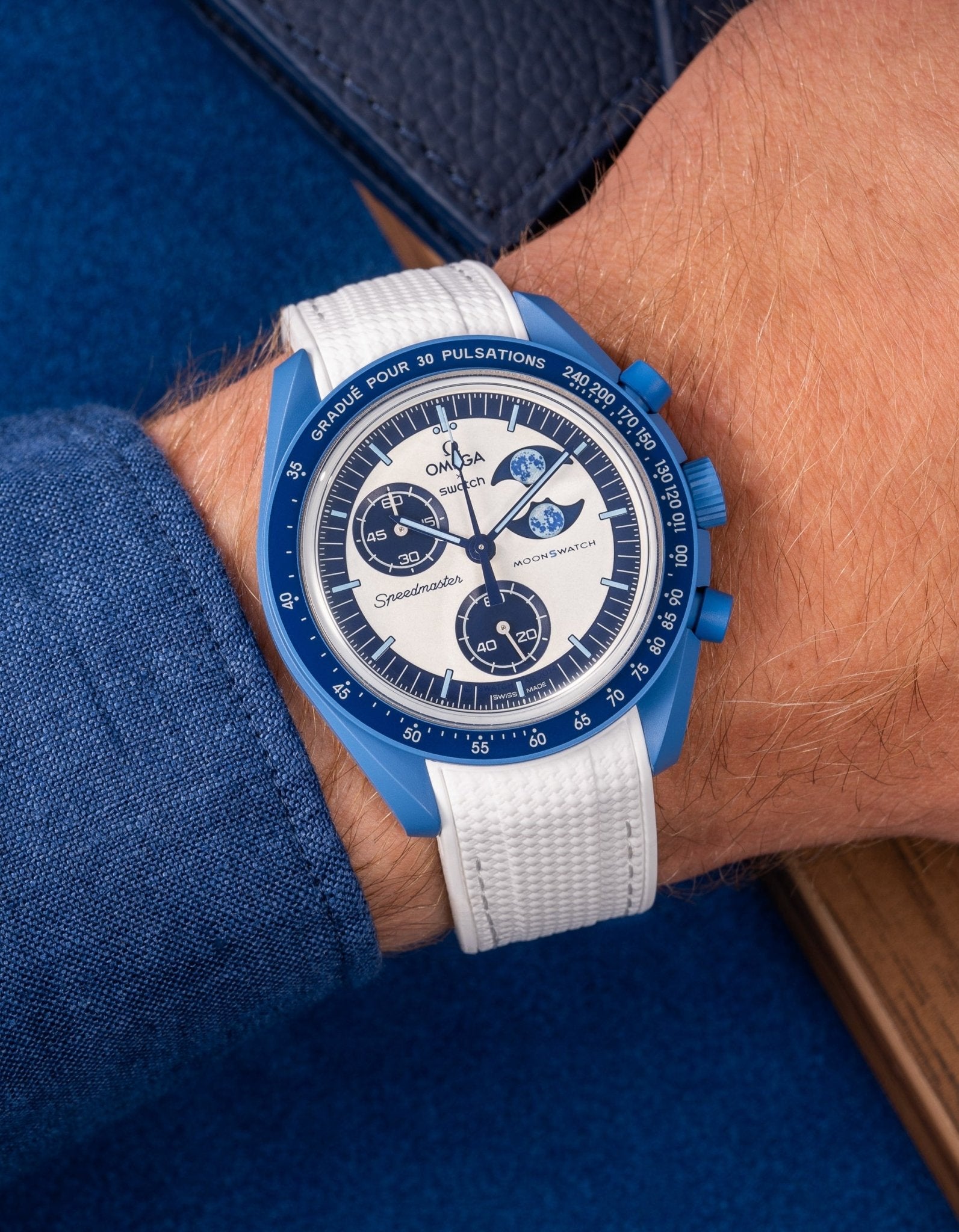 Relógio MoonSwatch Mission to the Super Blue Moonphase (Pulseira de borracha)