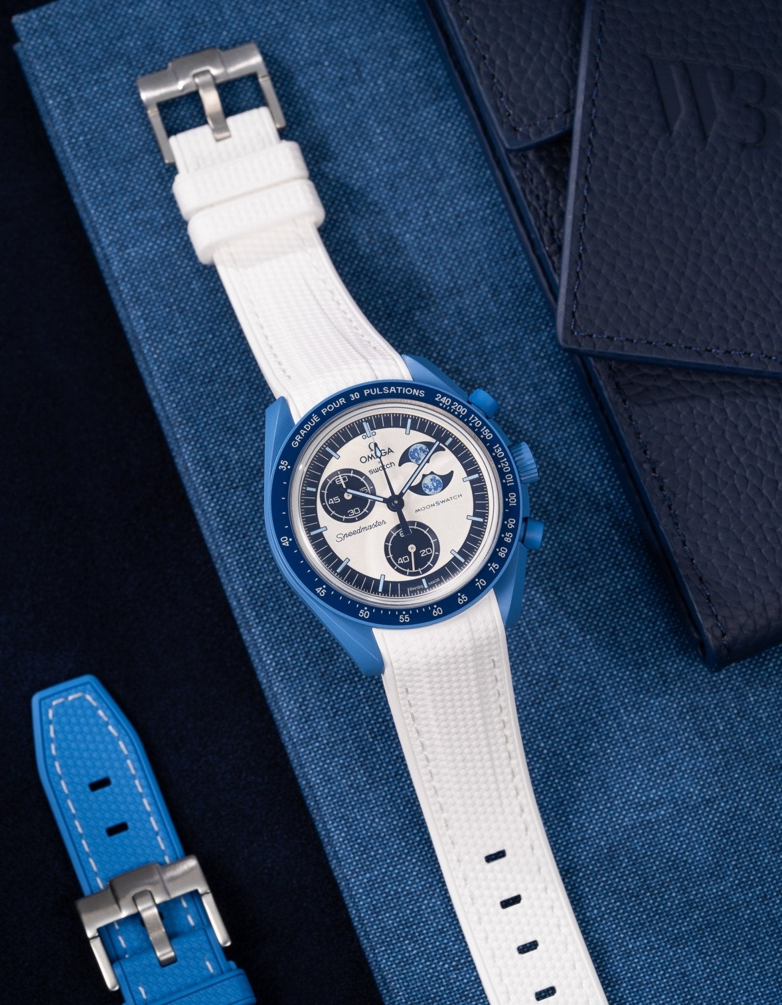 Relógio MoonSwatch Mission to the Super Blue Moonphase (Pulseira de borracha)