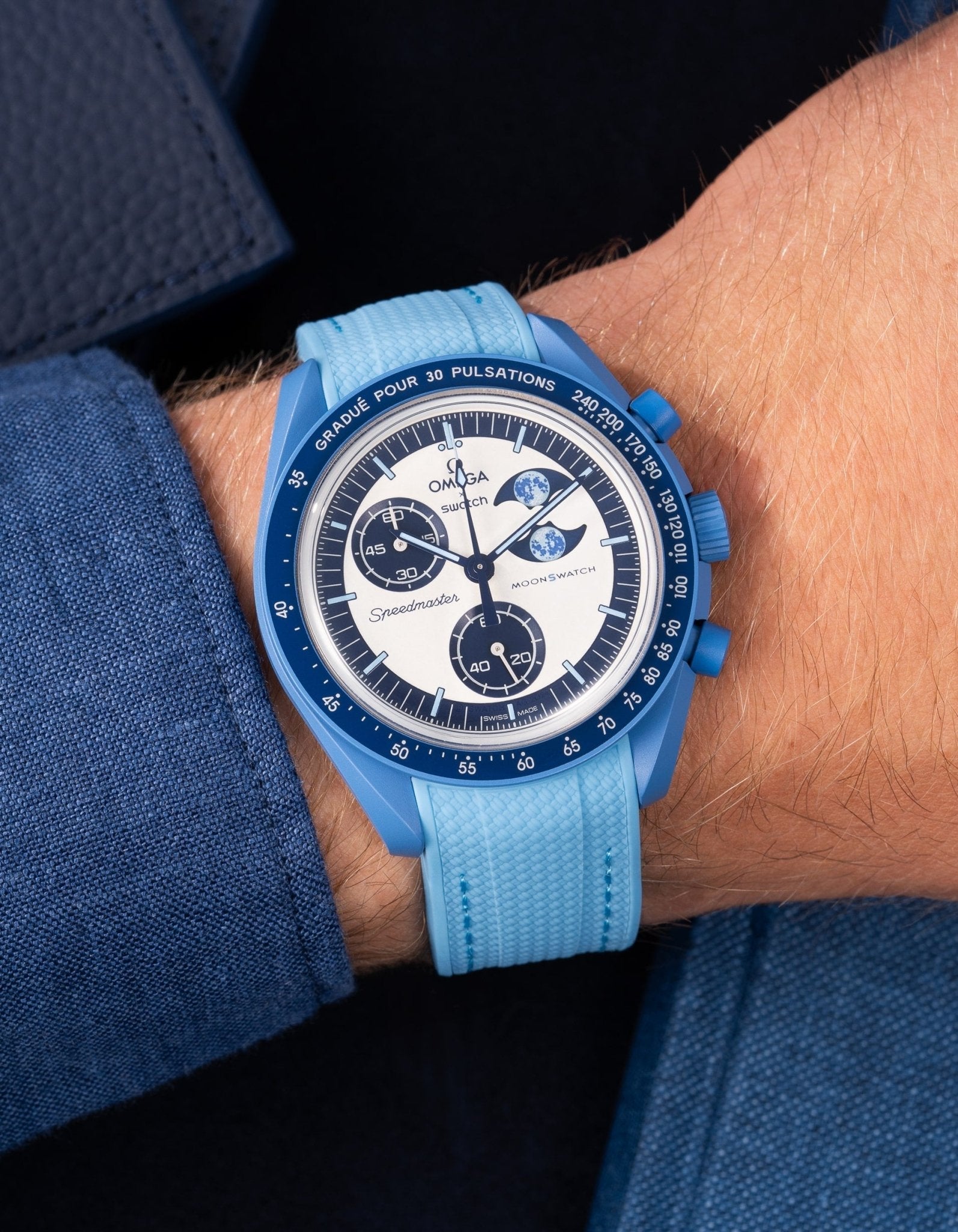 Relógio MoonSwatch Mission to the Super Blue Moonphase (Pulseira de borracha)