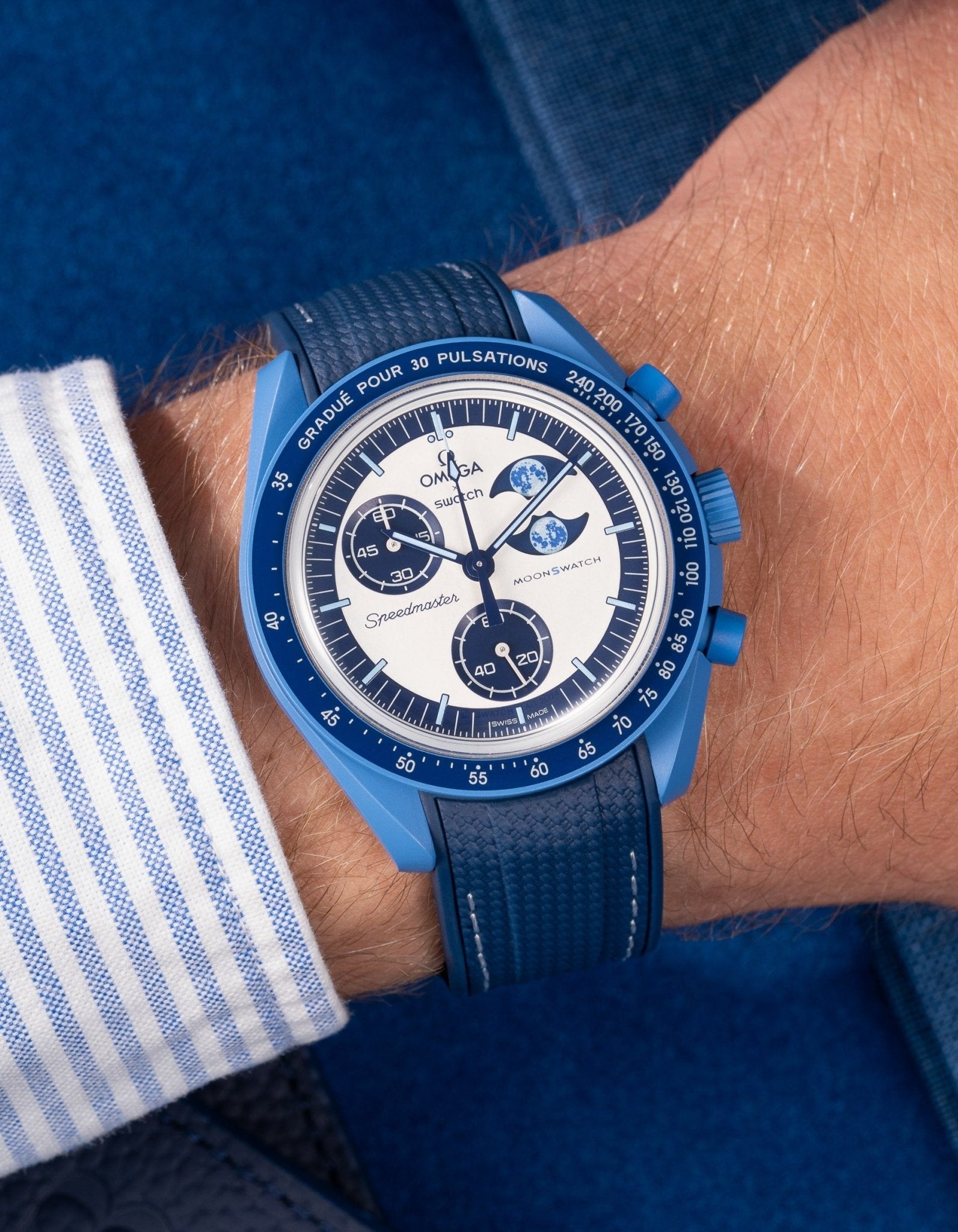Relógio MoonSwatch Mission to the Super Blue Moonphase (Pulseira de borracha)