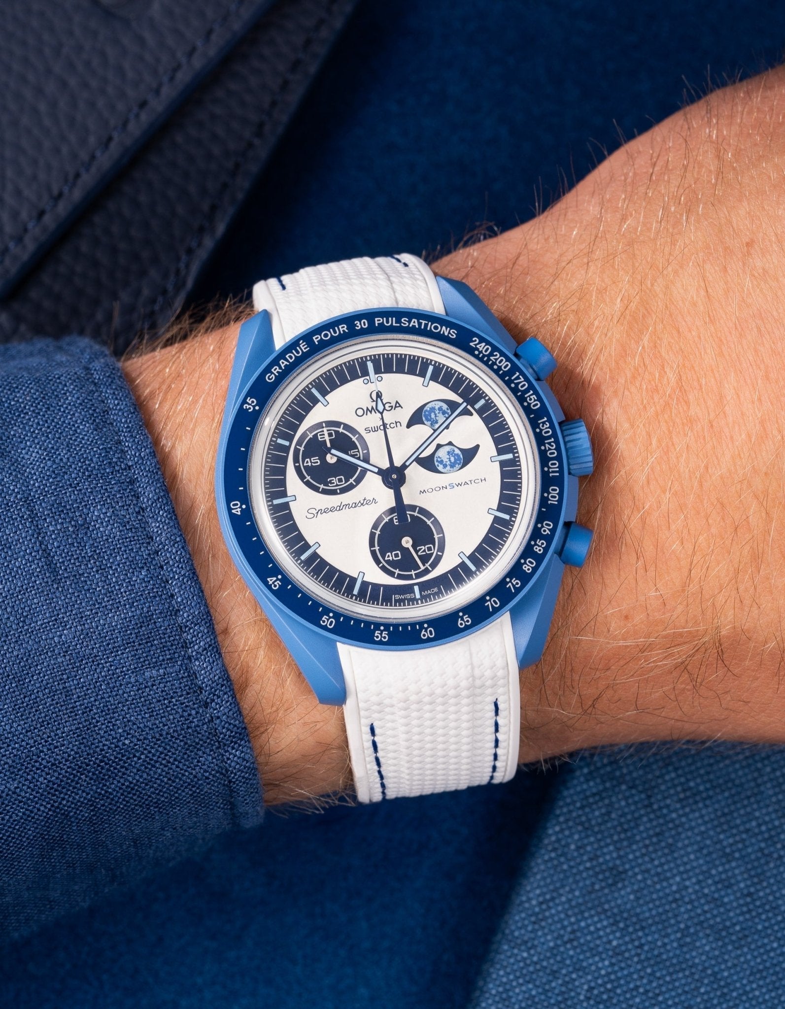 Relógio MoonSwatch Mission to the Super Blue Moonphase (Pulseira de borracha)