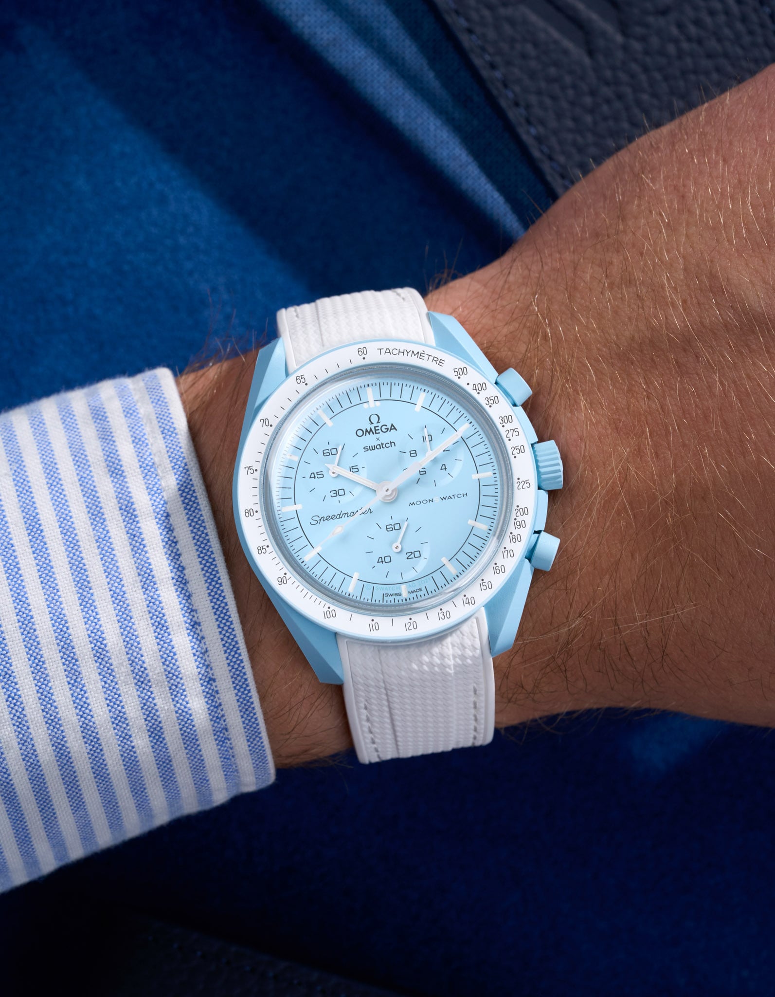 Relógio MoonSwatch Mission to Urano (Pulseira de borracha)