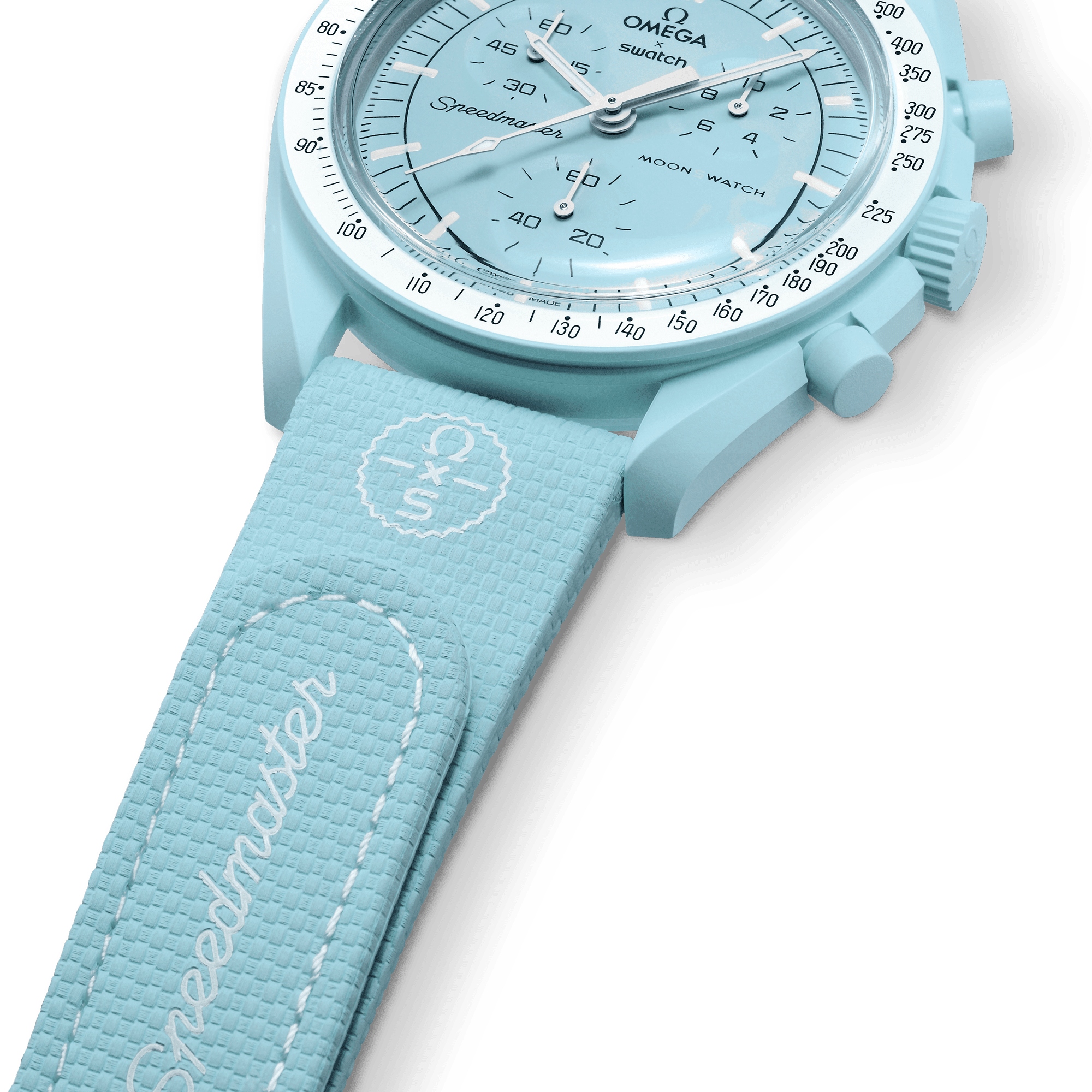 MOONSWATCH BORRACHA AZUL CLARO/BRANCA