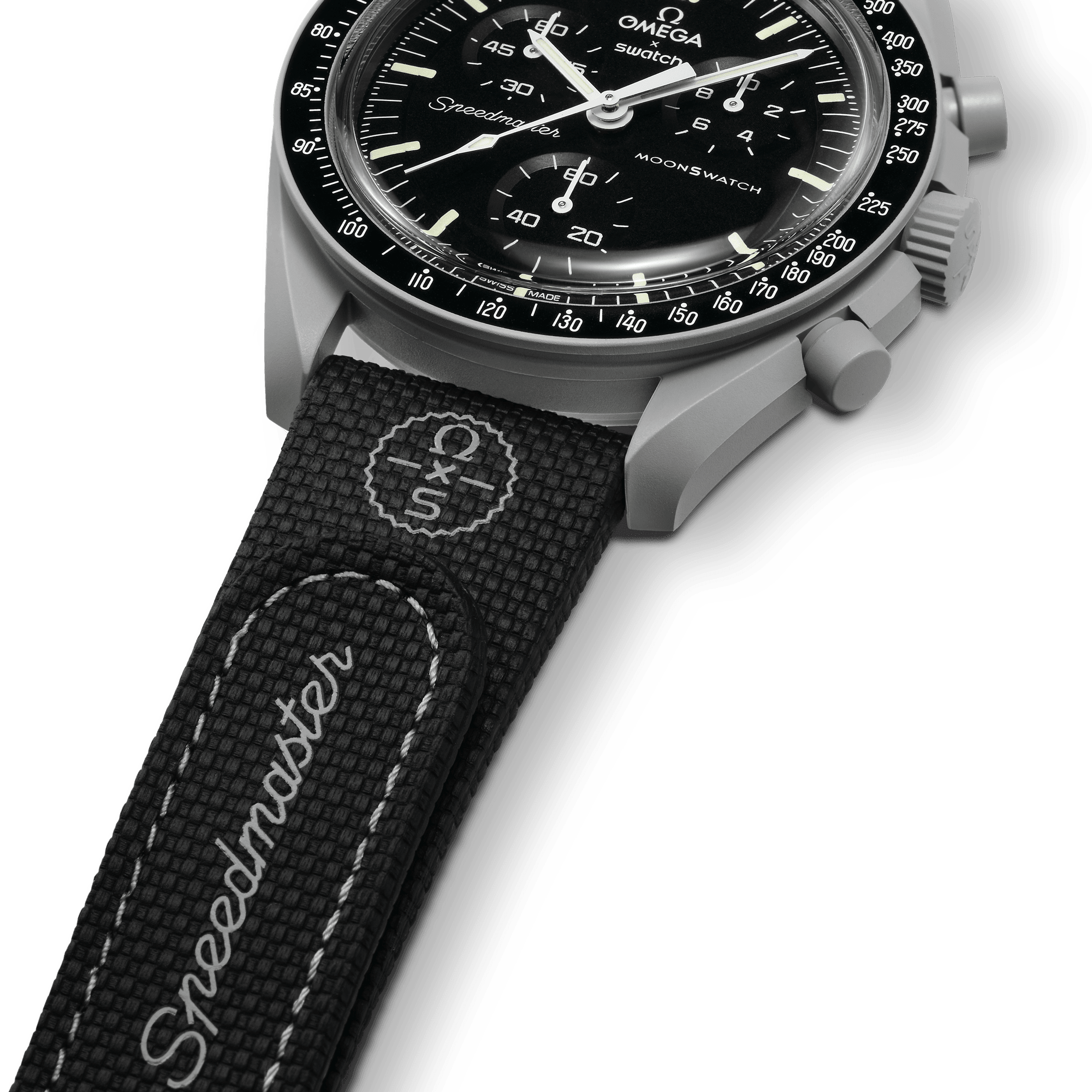 MOONSWATCH BORRACHA PRETA/CINZA
