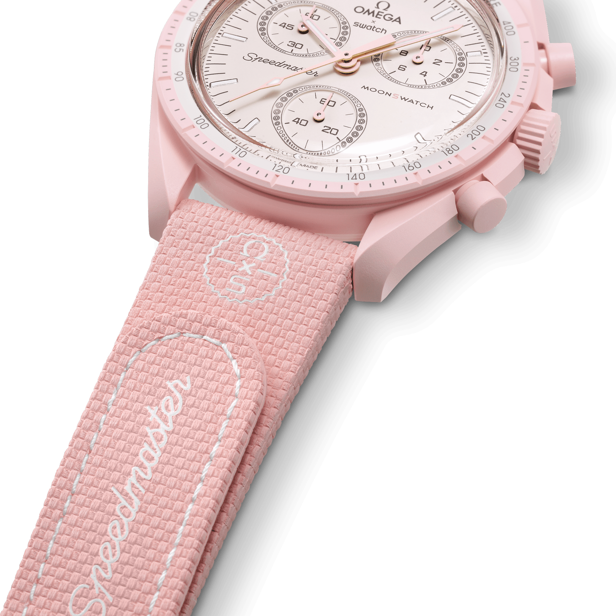 MOONSWATCH BORRACHA ROSA/BRANCA