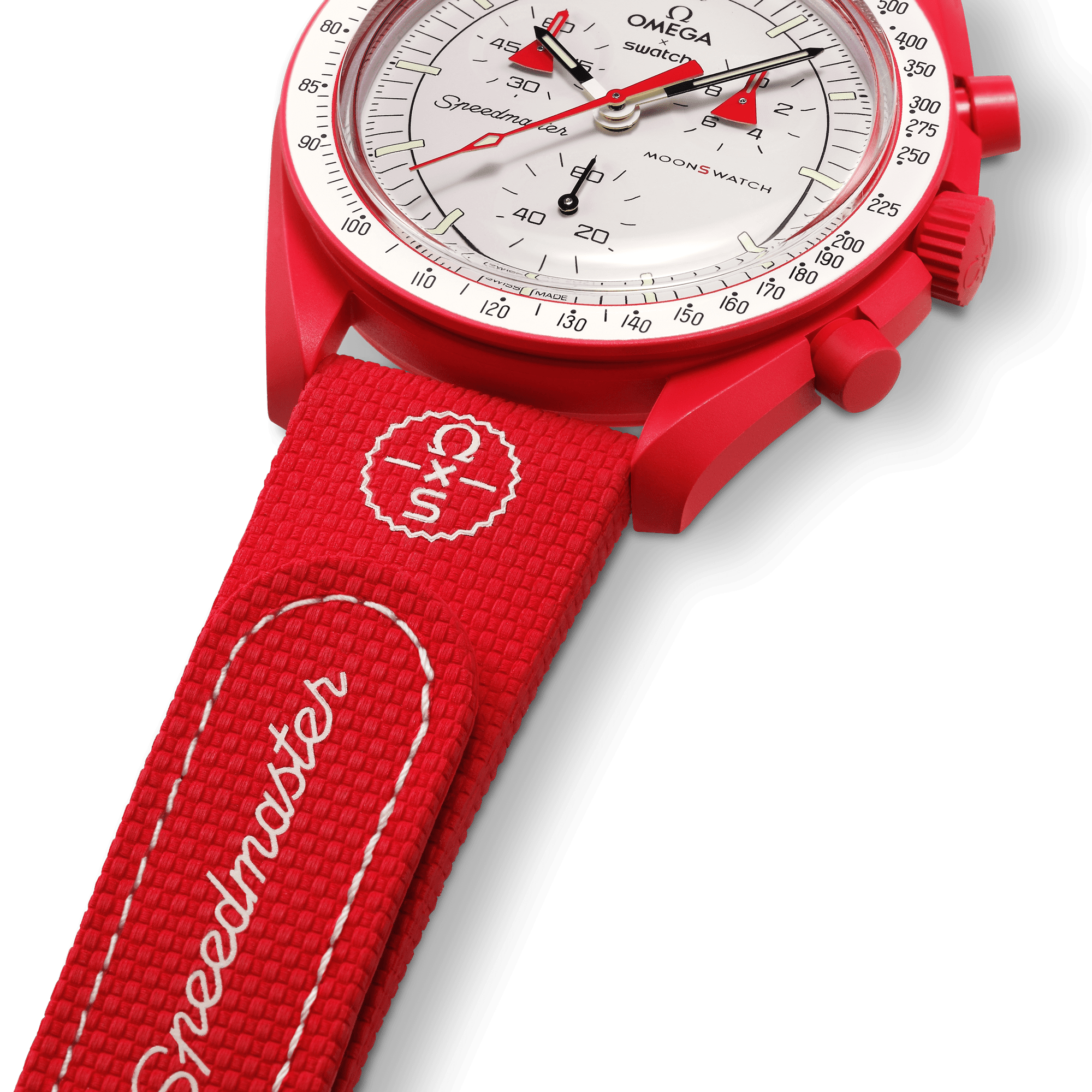 MOONSWATCH BORRACHA VERMELHA/BRANCA