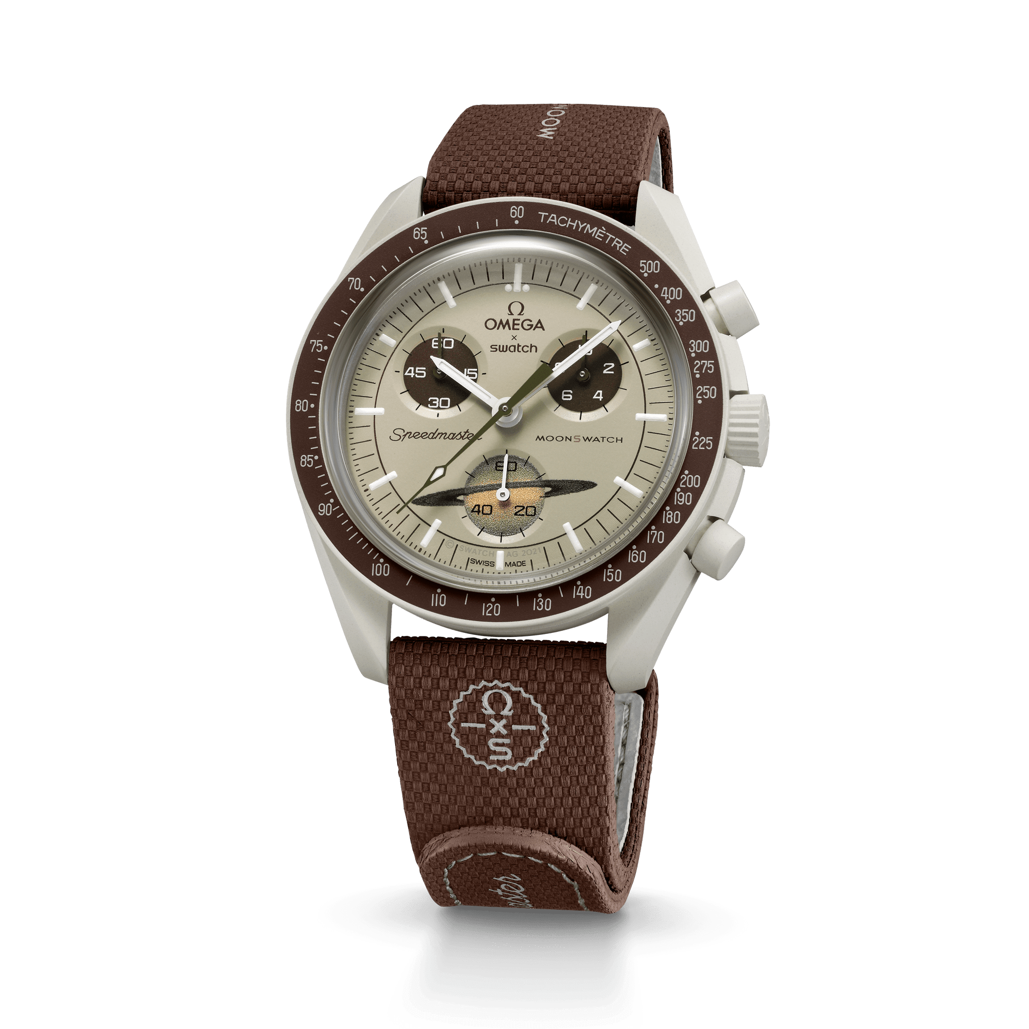 MOONSWATCH BORRACHA MARROM/BEGE