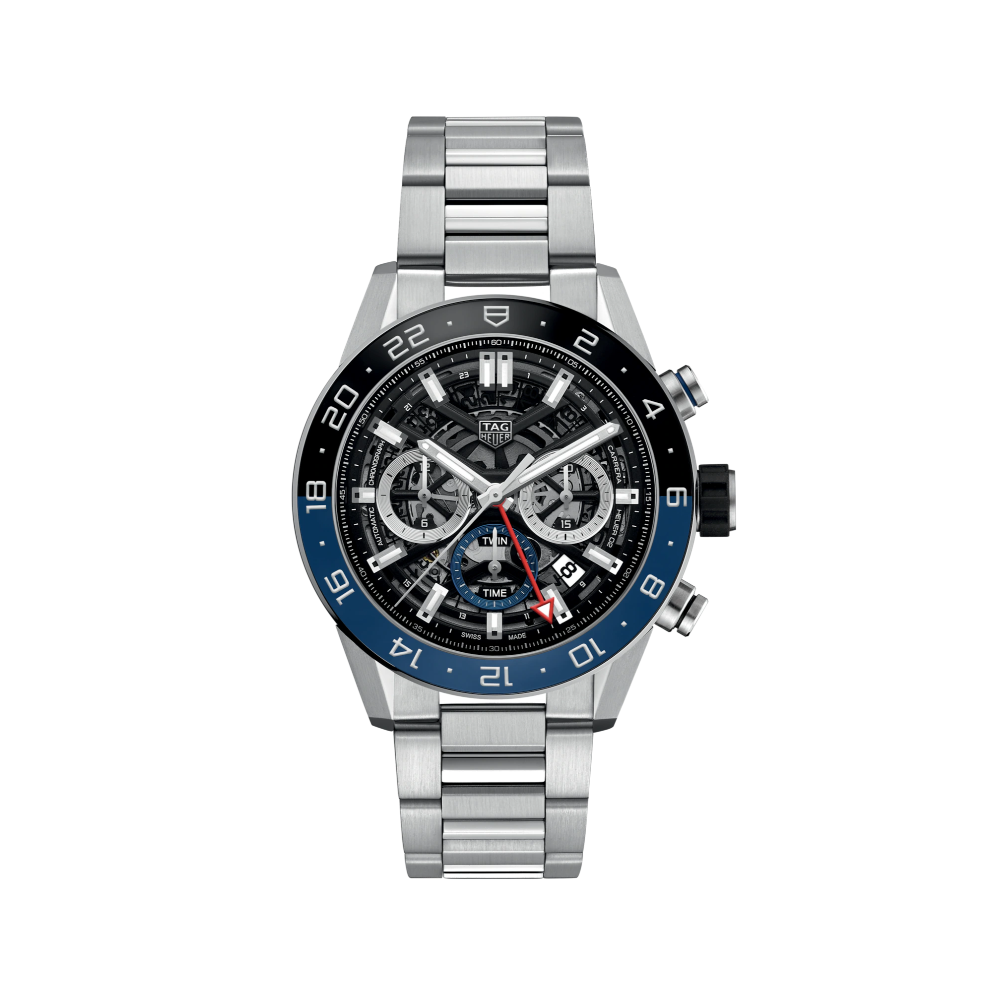 Relógio TAG Heuer Carrera Twin-Time Automático 45mm CBG2A1Z.BA0658 – Elegância e Precisão em Cada Detalhe