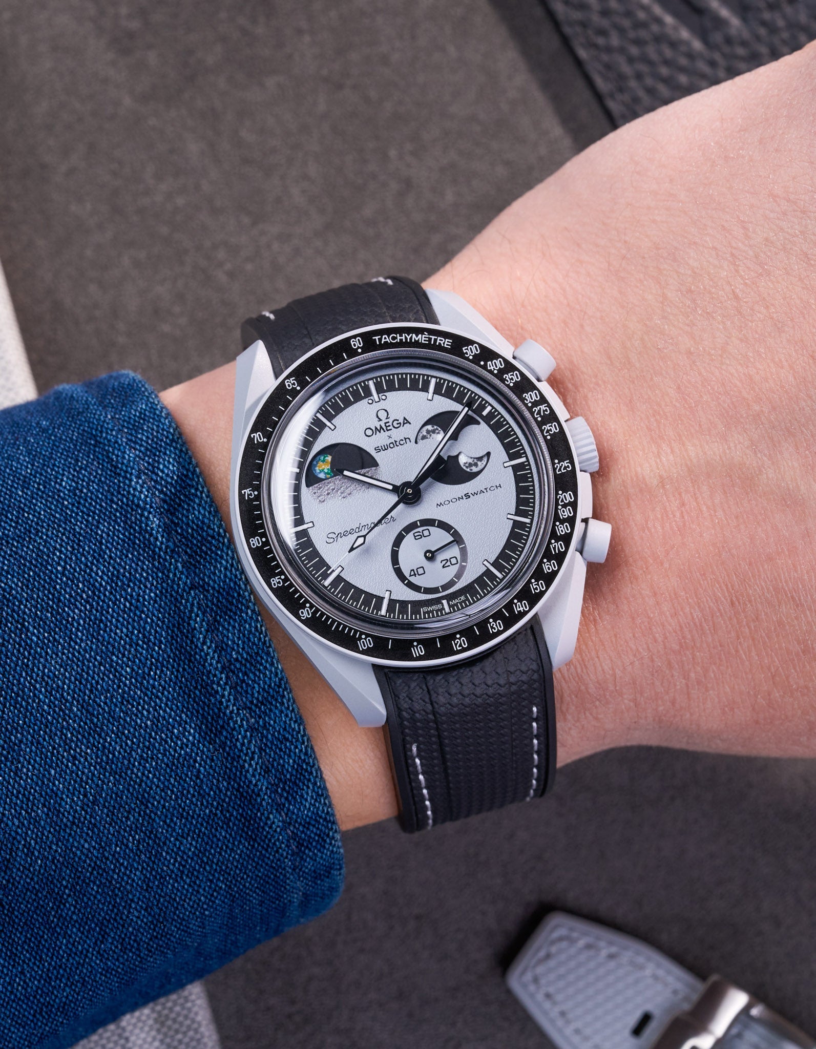 Relógio MoonSwatch Mission To EarthPhase (Pulseira de borracha)