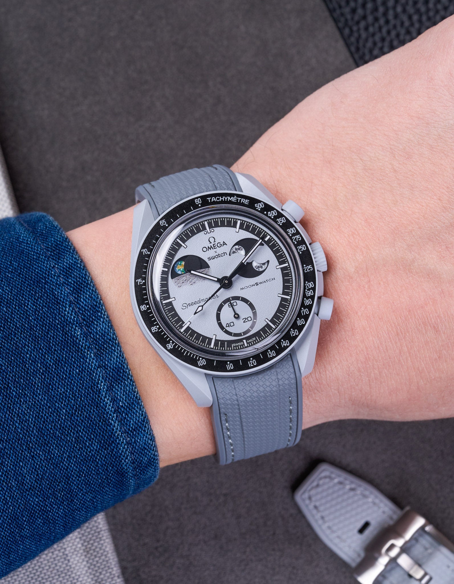 Relógio MoonSwatch Mission To EarthPhase (Pulseira de borracha)