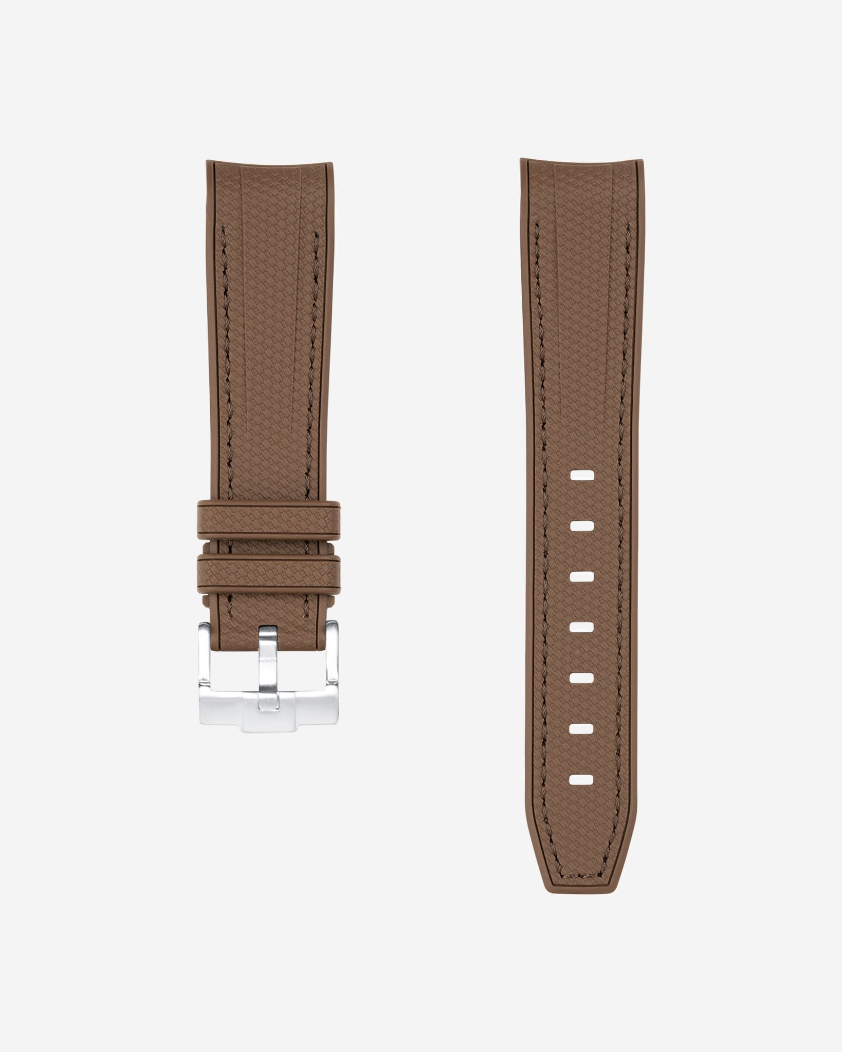 Curved Premium Rubber Strap - Brown