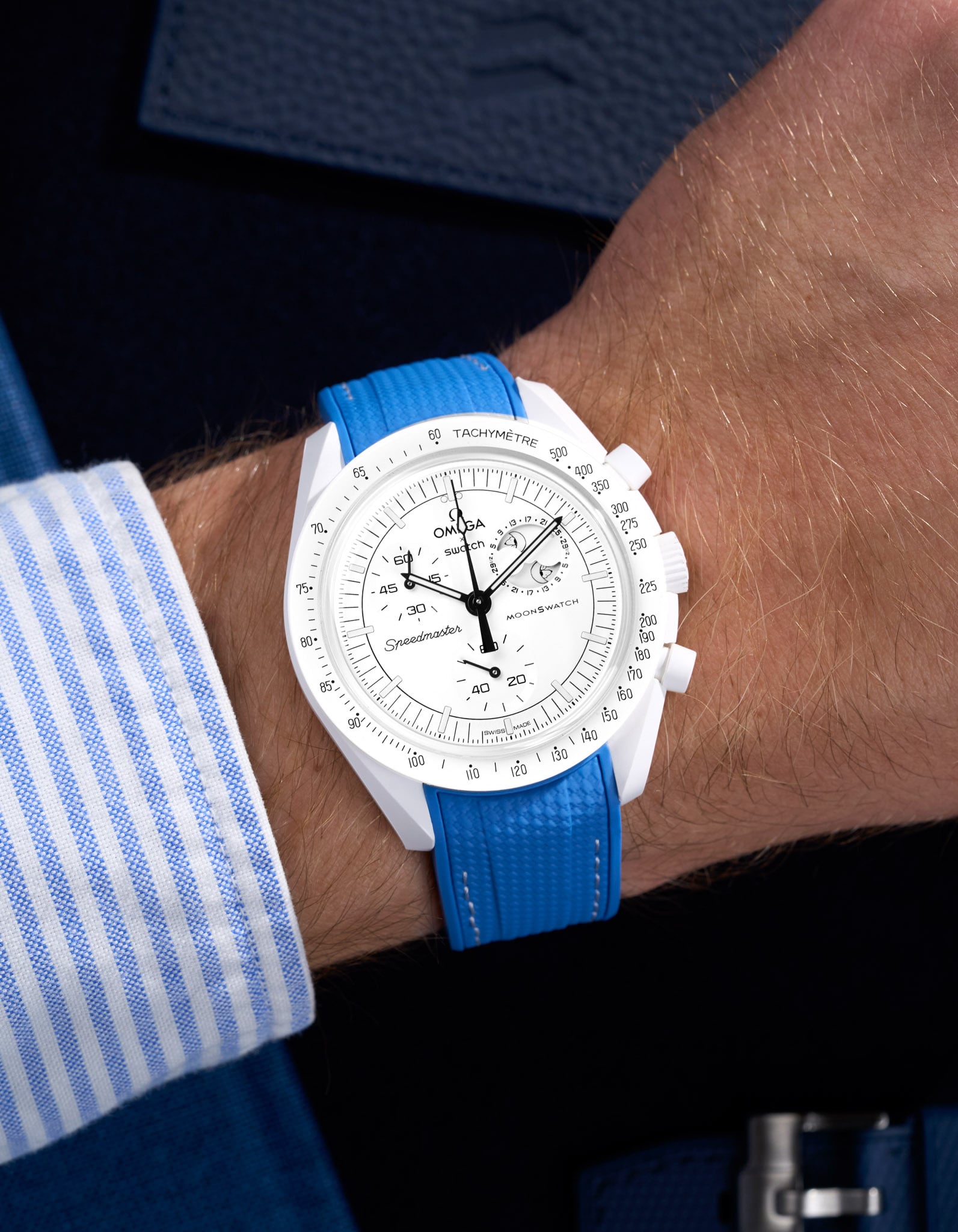 Pulseira de borracha curva premium - Neptune Blue