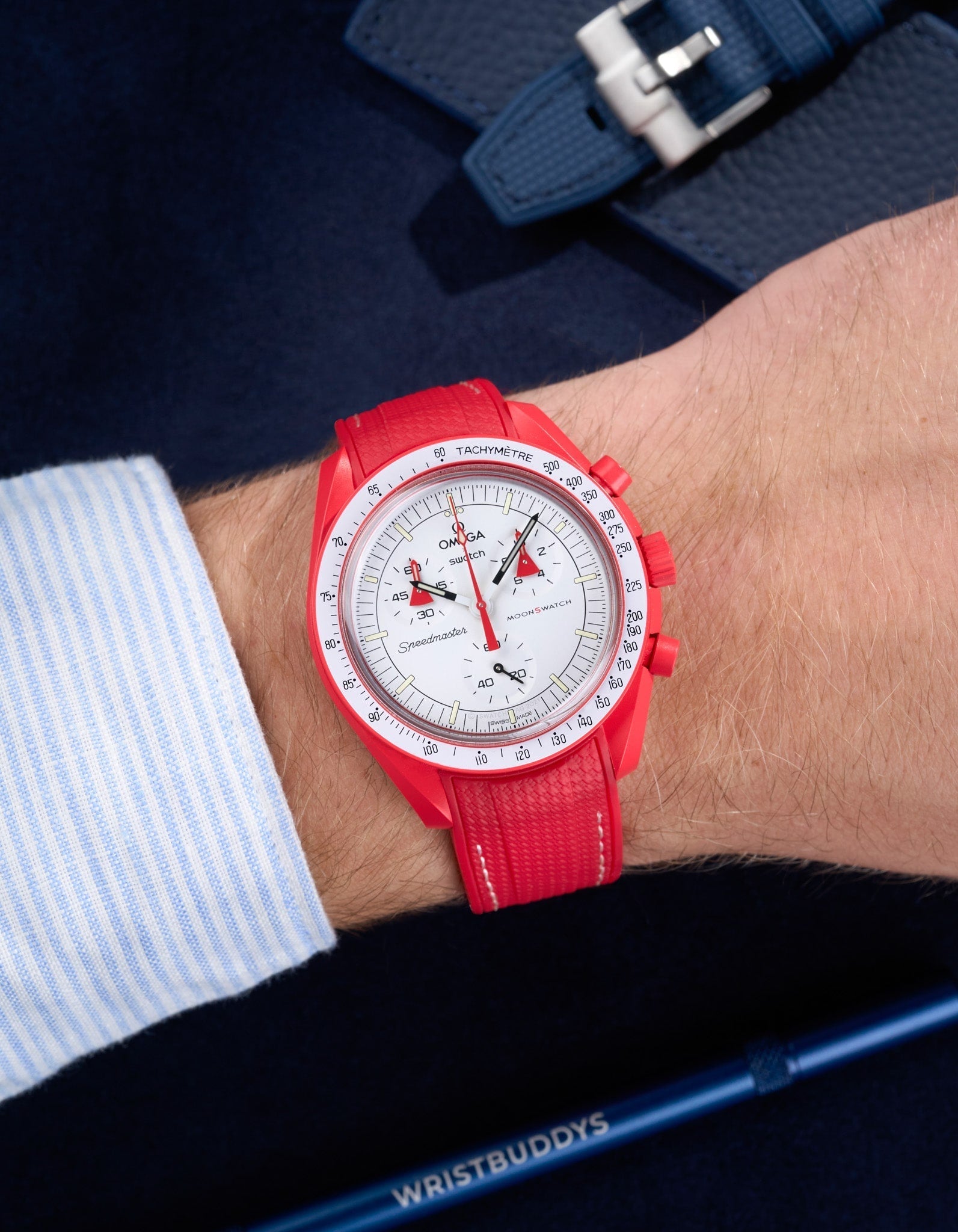 Curved Premium Rubber Strap - Red