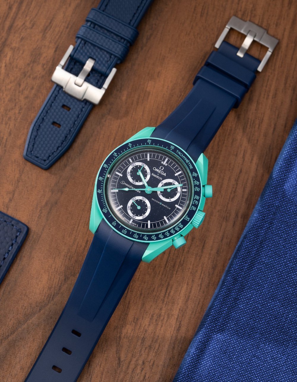 Relógio MoonSwatch Mission On Earth - Polar Lights (Pulseira de borracha)