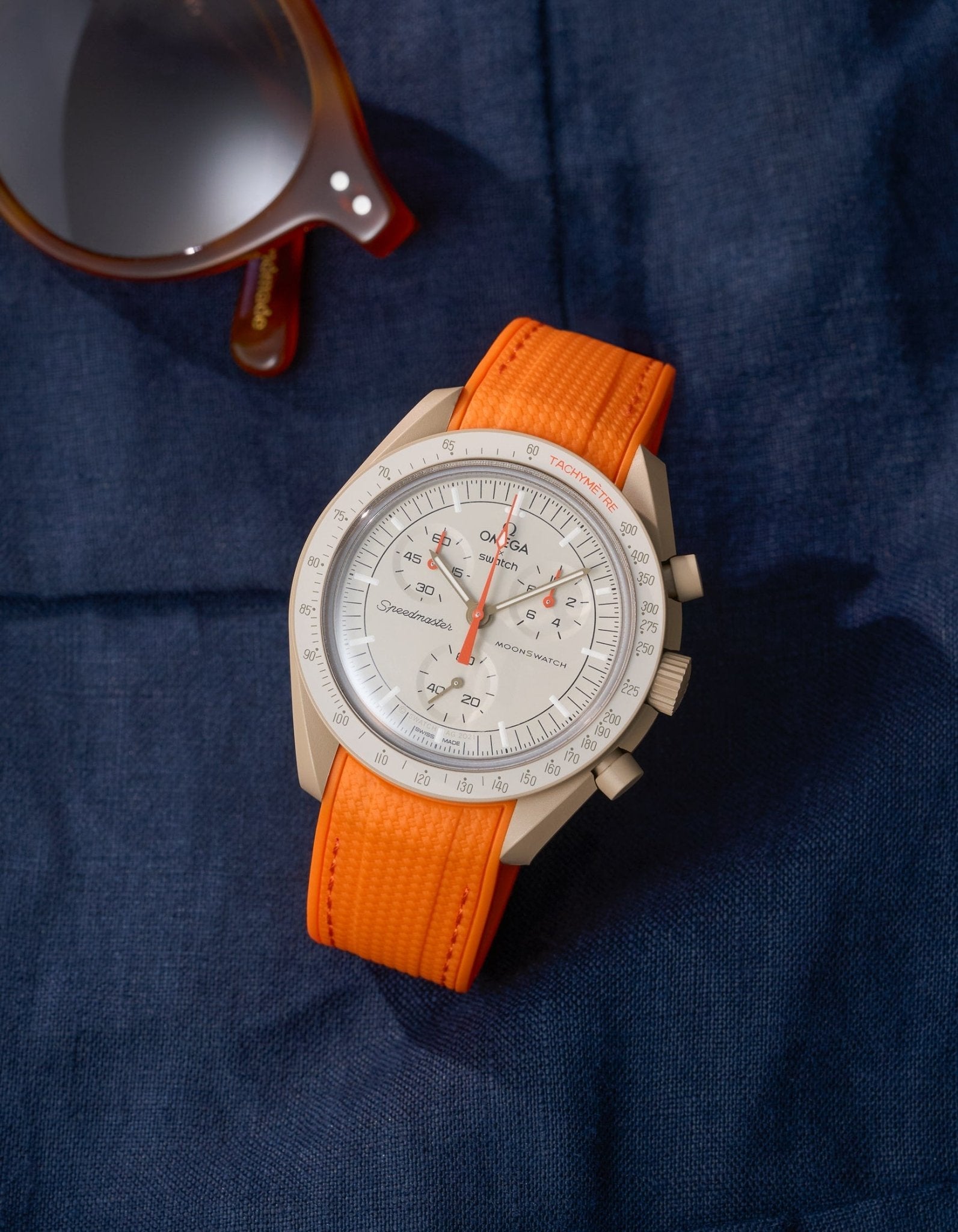 Relógio MoonSwatch Mission to Jupiter (Pulseira de borracha)