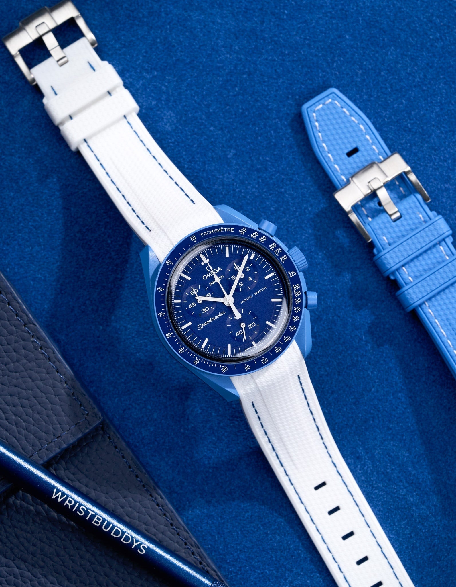 Relógio MoonSwatch Mission to Neptune (Pulseira de borracha)