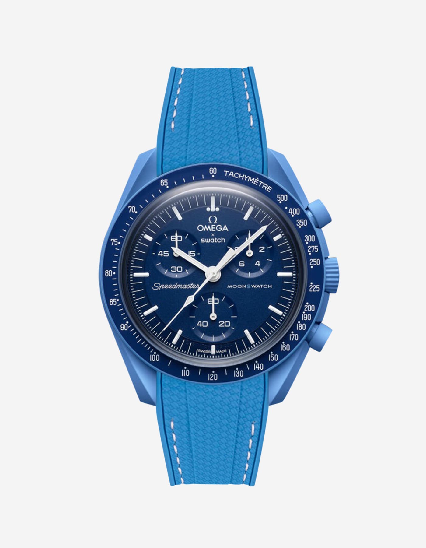 Relógio MoonSwatch Mission to Neptune (Pulseira de borracha)