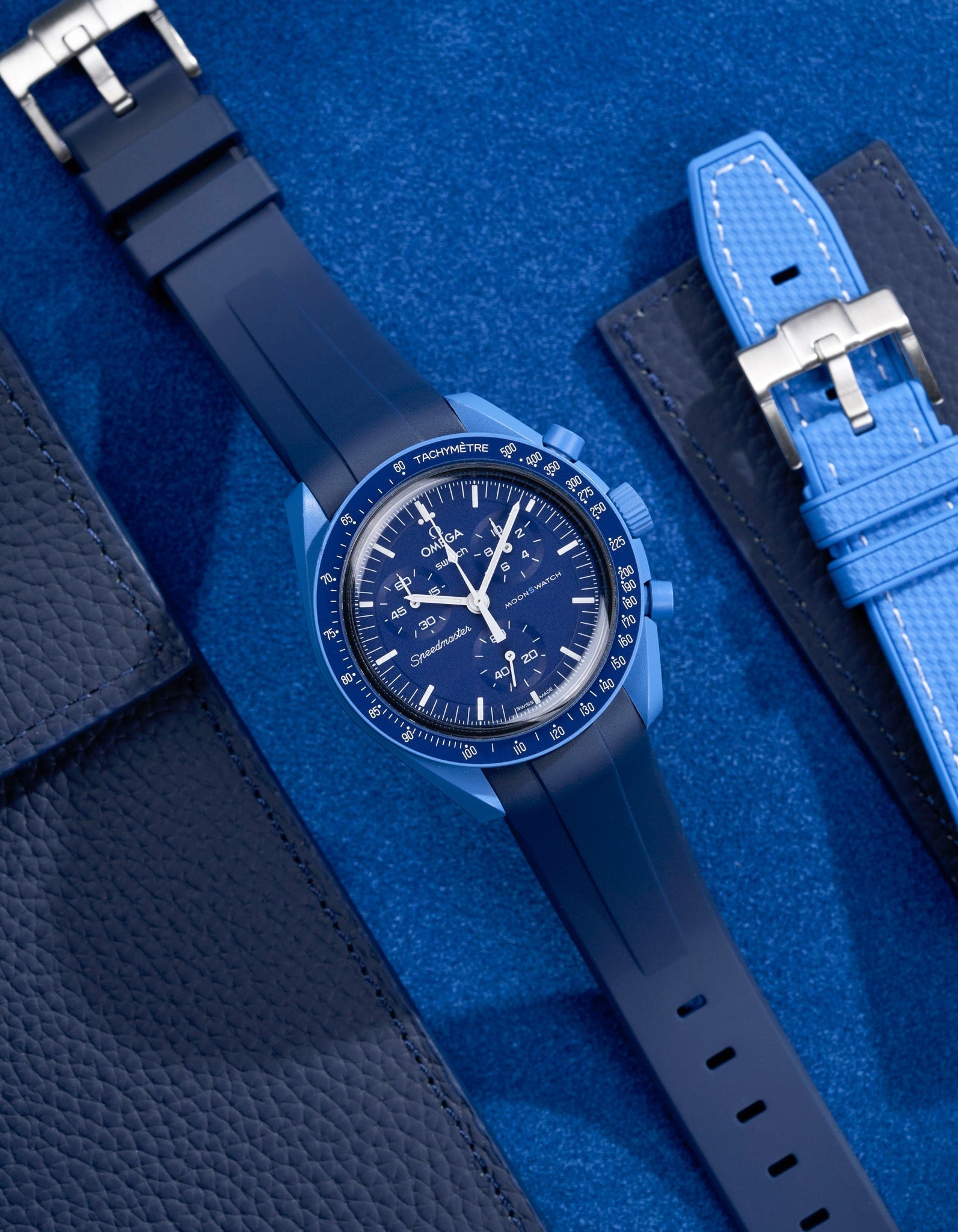 Relógio MoonSwatch Mission to Neptune (Pulseira de borracha)