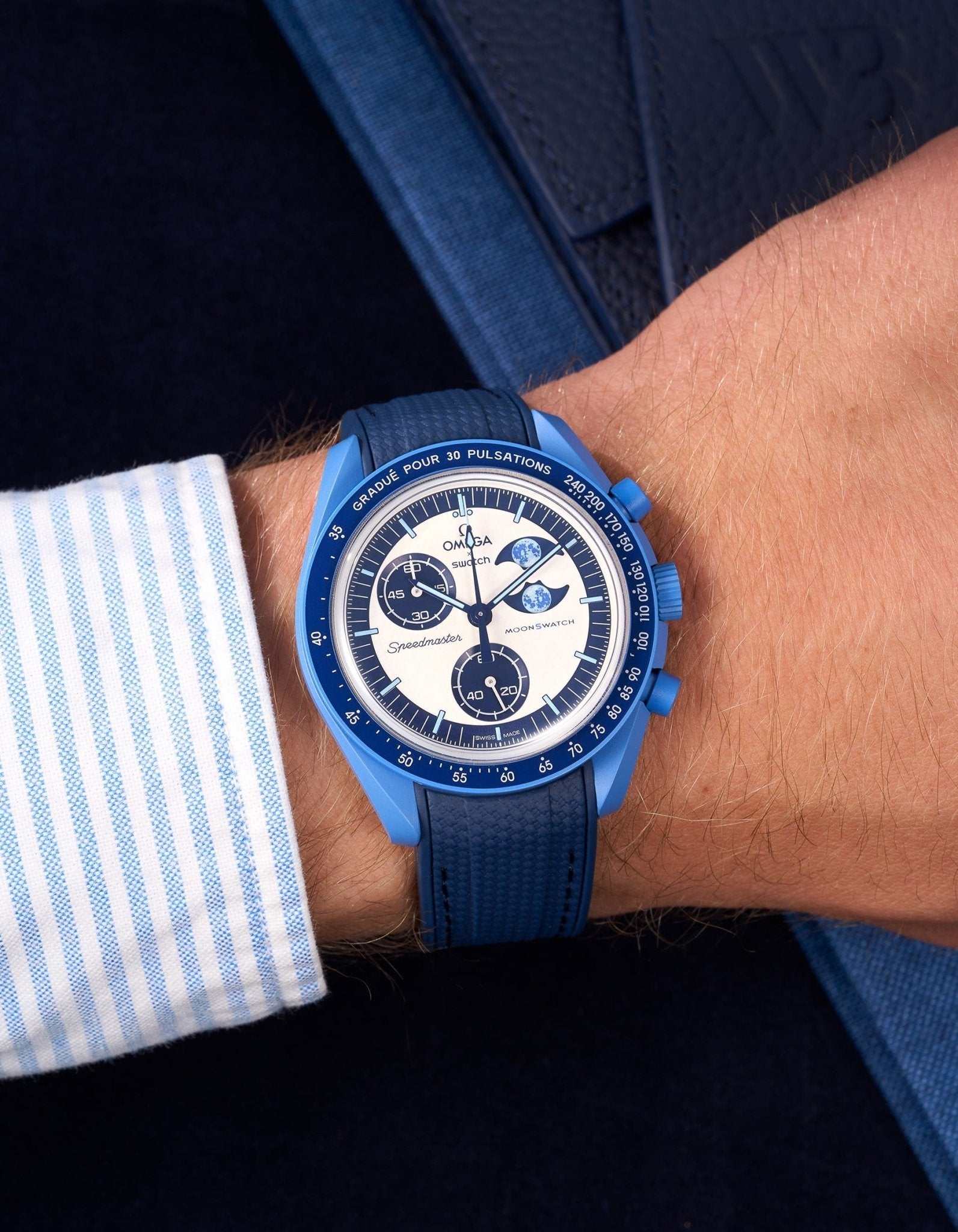 Relógio MoonSwatch Mission to the Super Blue Moonphase (Pulseira de borracha)